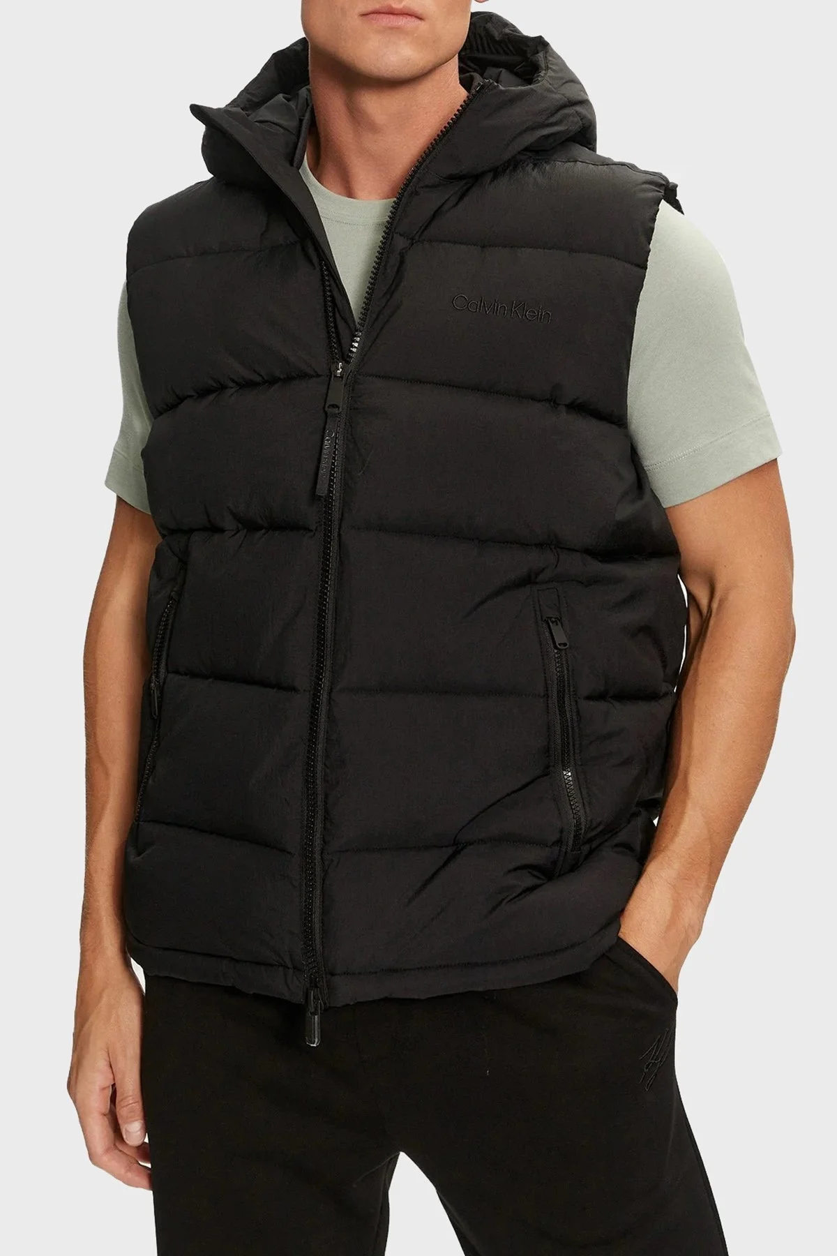 Calvin Klein Regular Fit Kapüşonlu Kapitone Şişme 00GMF4O512BAE Erkek Yelek 00GMF4O512 BAE SİYAH - 7