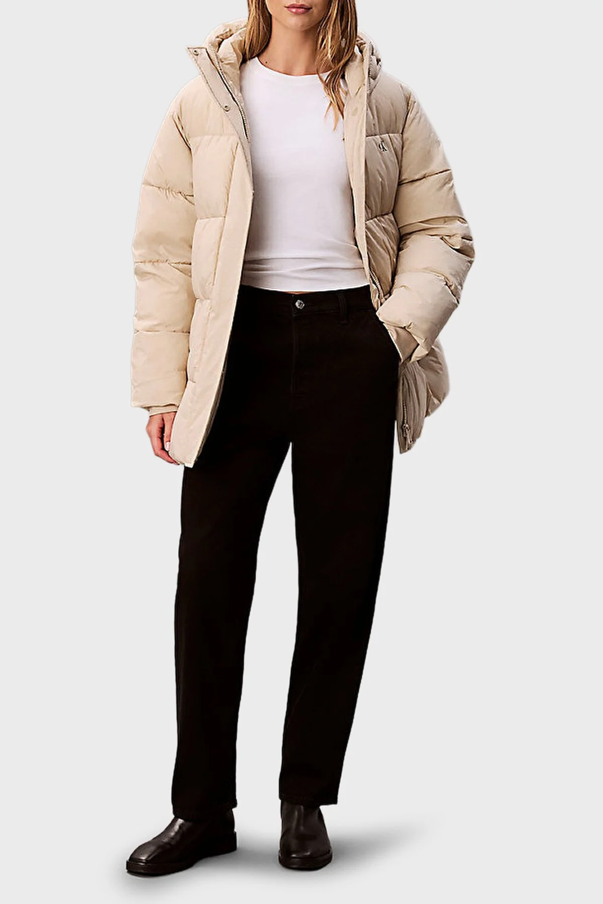 Calvin Klein Regular Fit Kapüşonlu Kemer Detaylı Suya Dayanıklı LV047D507GNSU Bayan Mont LV047D507G NSU BEJ - 4