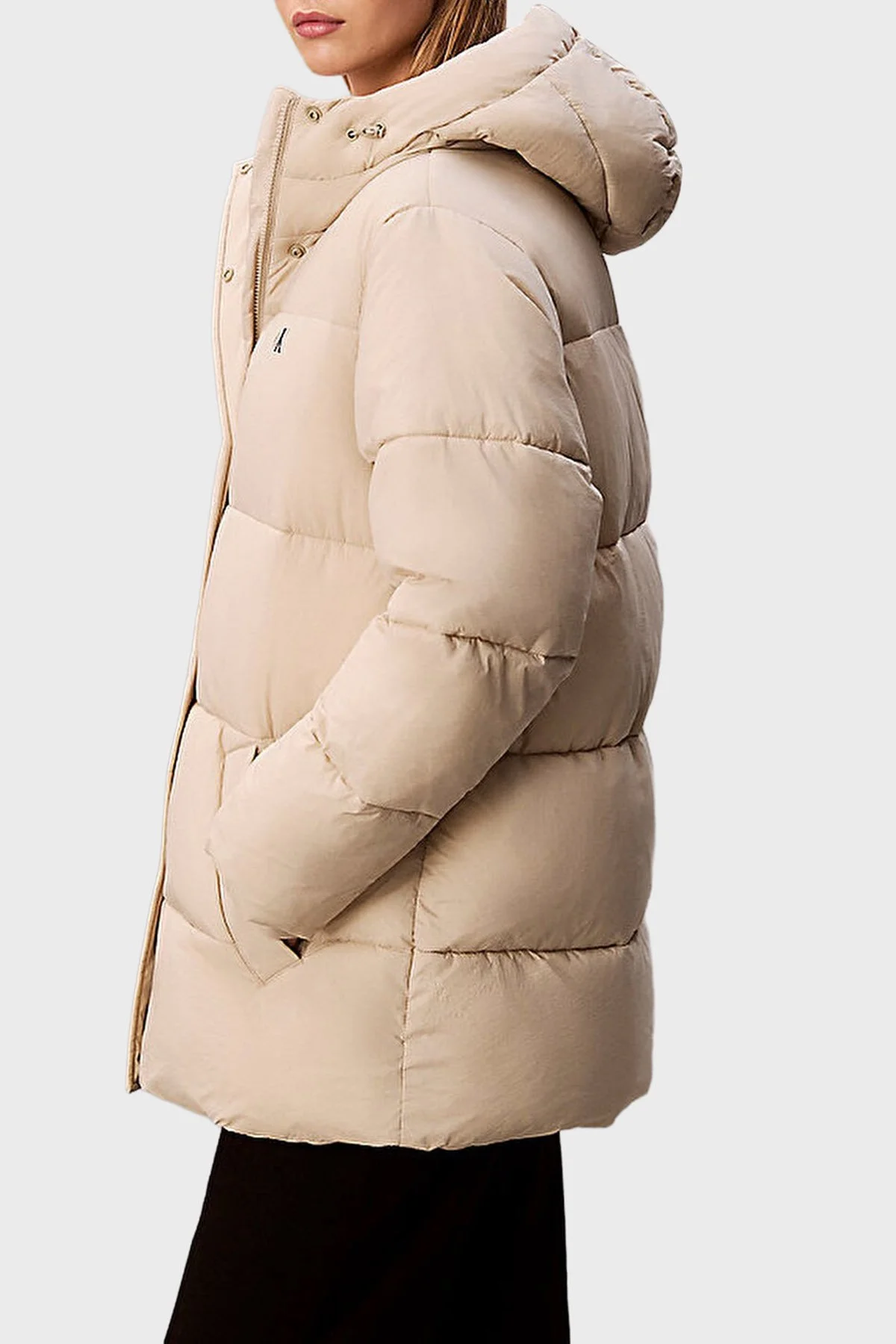 Calvin Klein Regular Fit Kapüşonlu Kemer Detaylı Suya Dayanıklı LV047D507GNSU Bayan Mont LV047D507G NSU BEJ - 6