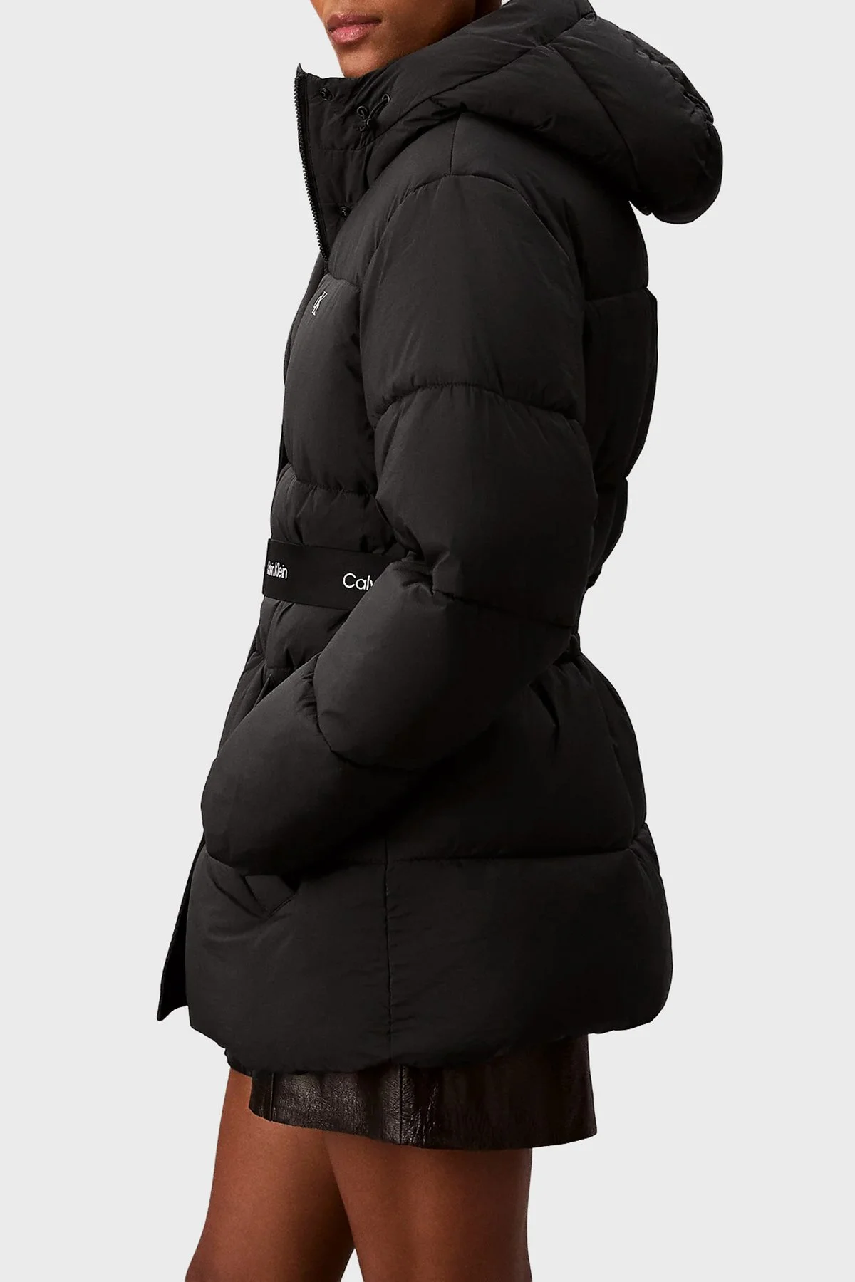 Calvin Klein Regular Fit Kapüşonlu Kemer Detaylı Suya Dayanıklı LV047D507GUB1 Bayan Mont LV047D507G UB1 SİYAH - 5