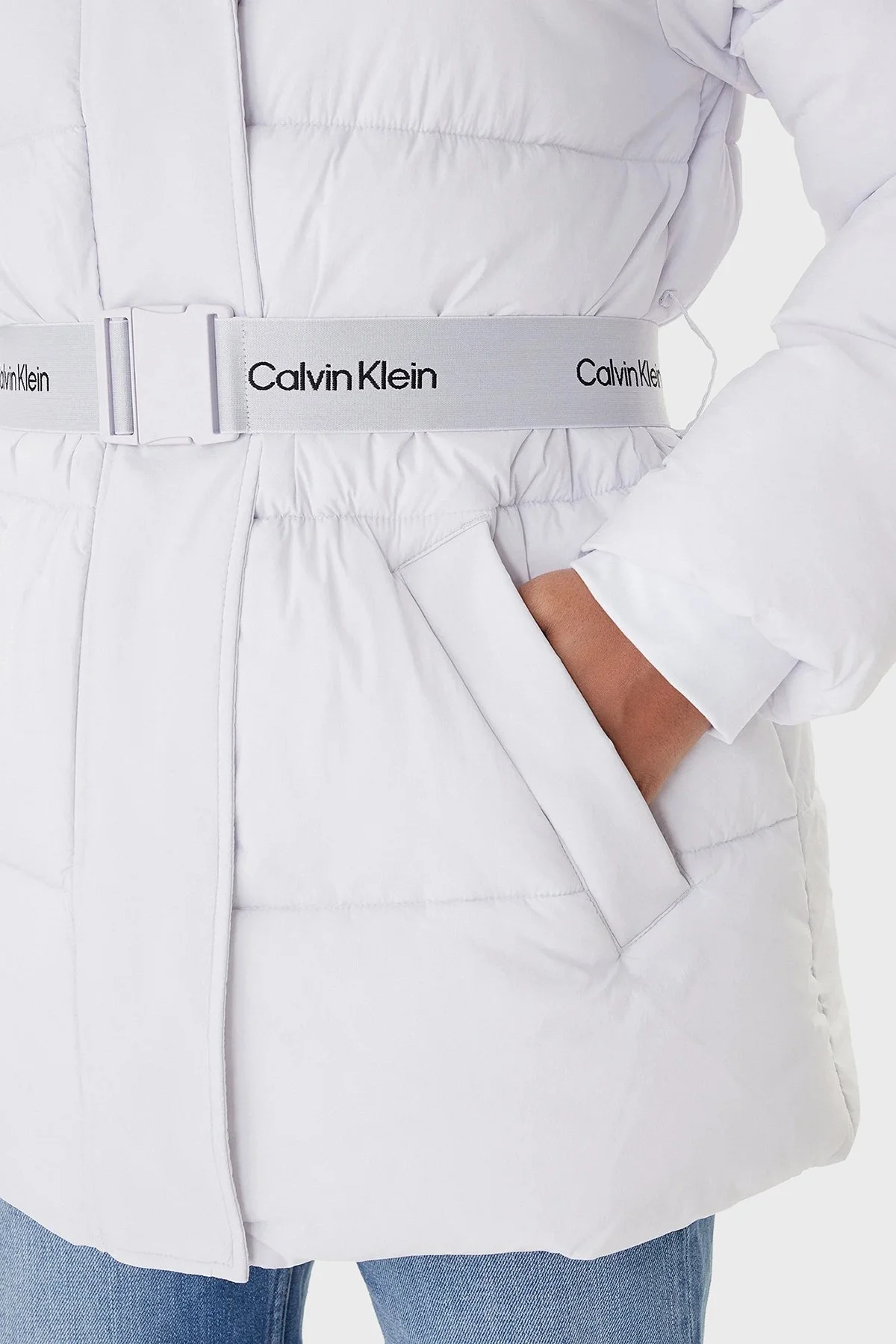 Calvin Klein Regular Fit Kapüşonlu Kemer Detaylı Suya Dayanıklı LV047D507GWGA Bayan Mont LV047D507G WGA LİLA - 5
