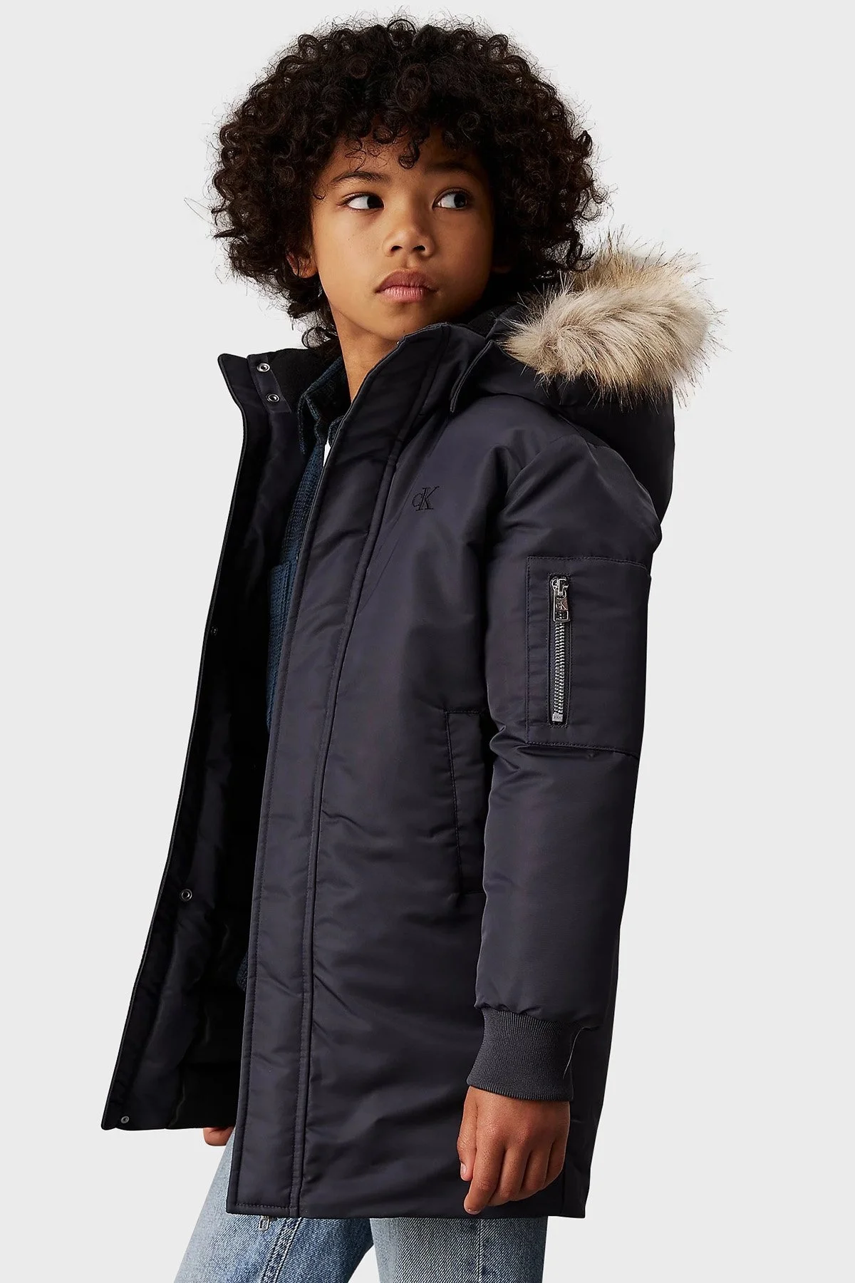 Calvin Klein Regular Fit Kapüşonlu Şişme IB0IB02253BAN Çocuk Mont IB0IB02253 BAN ANTRASİT - 1