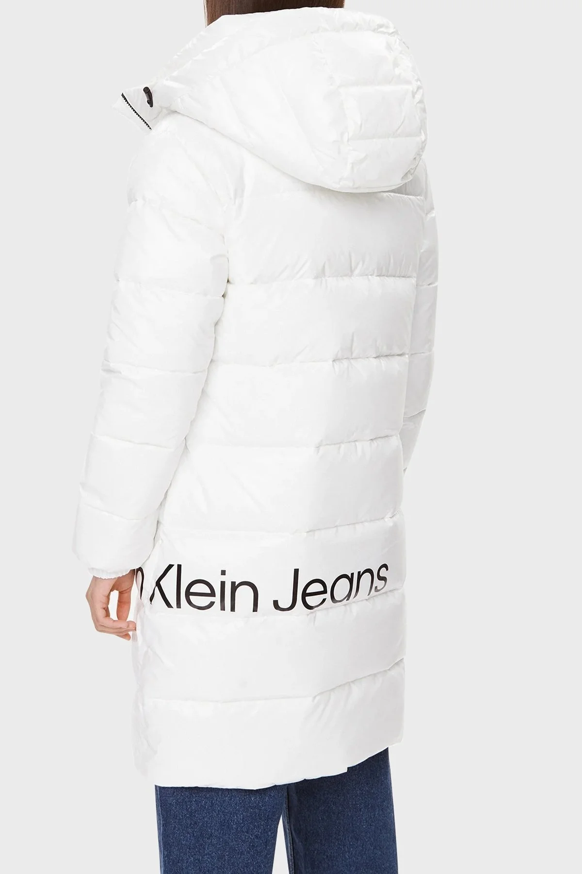 Calvin Klein Regular Fit Kapüşonlu Uzun Şişme J20J221902YBI Bayan Mont J20J221902 YBI BEYAZ - 2