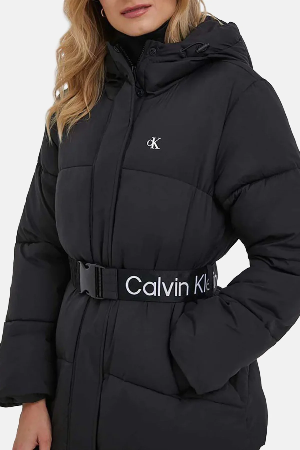 Calvin Klein Regular Fit Kemerli Kapüşonlu Şişme J20J221896BEH Bayan Mont J20J221896 BEH SİYAH - 5