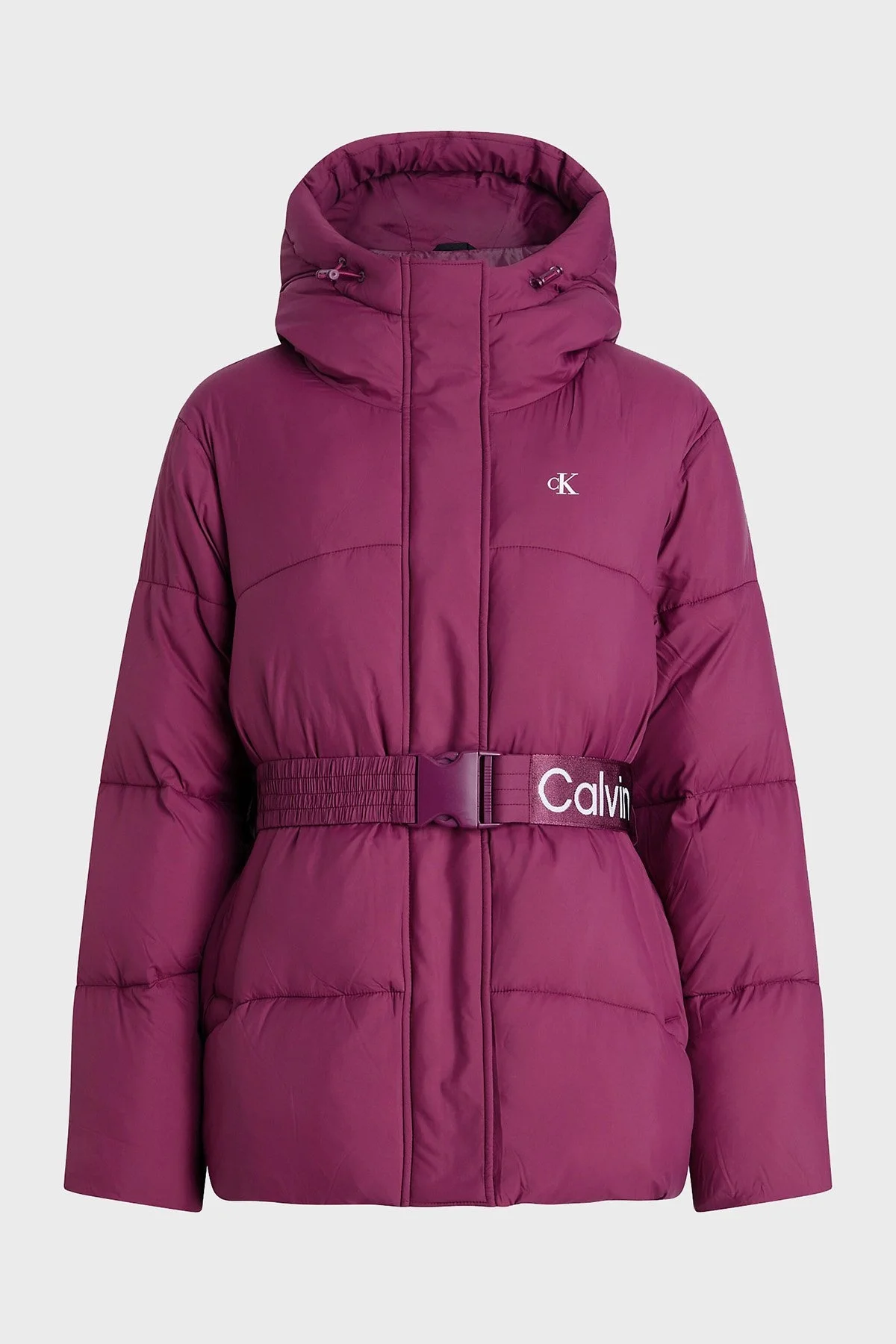 Calvin Klein Regular Fit Kemerli Kapüşonlu Şişme J20J221896VAC Bayan Mont J20J221896 VAC MÜRDÜM - 5