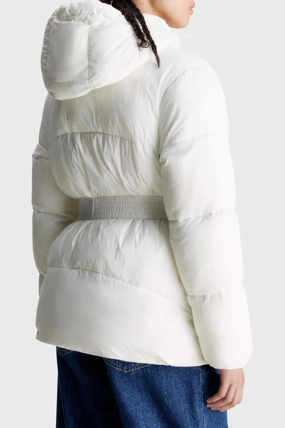 Calvin Klein Regular Fit Kemerli Kapüşonlu Şişme J20J221896YBI Bayan Mont J20J221896 YBI BEYAZ - 2
