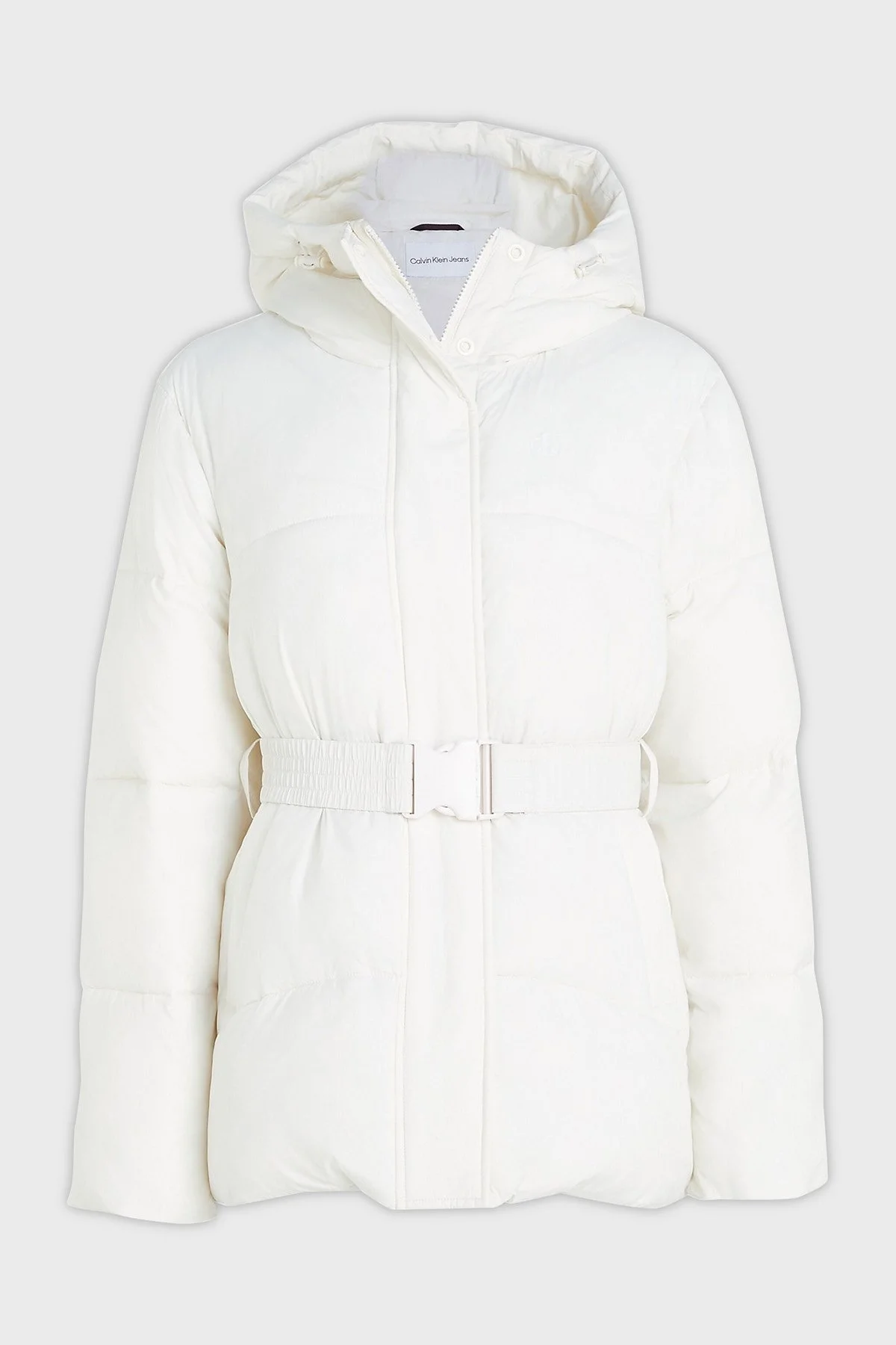 Calvin Klein Regular Fit Kemerli Kapüşonlu Şişme J20J221896YBI Bayan Mont J20J221896 YBI BEYAZ - 5