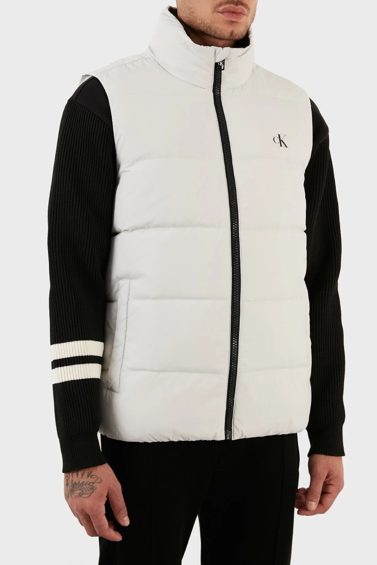 Calvin Klein Regular Fit Kuş Tüyü Dolgulu Dik Yakalı Şişme Erkek Yelek J30J319055 PRF GRİ - 3