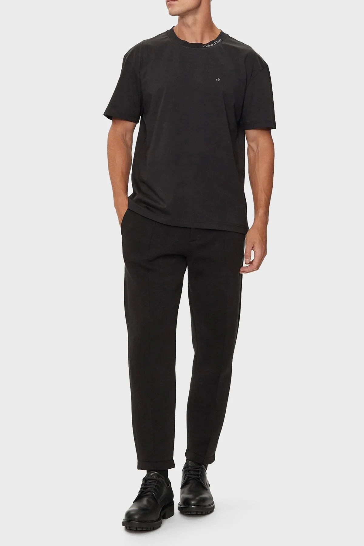 Calvin Klein Regular Fit Pamuklu Bisiklet Yaka K10K114091BEH Erkek T Shirt K10K114091 BEH SİYAH - 3