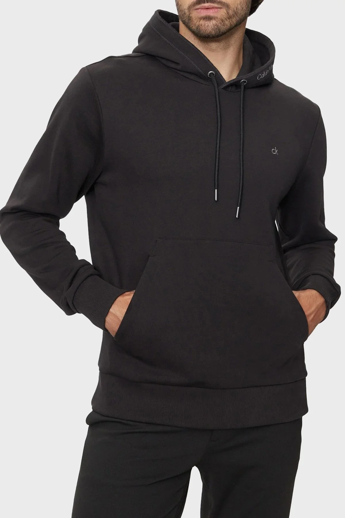 Calvin Klein Regular Fit Pamuklu Logolu Kapüşonlu K10K114093BEH Erkek Sweat K10K114093 BEH SİYAH - 1