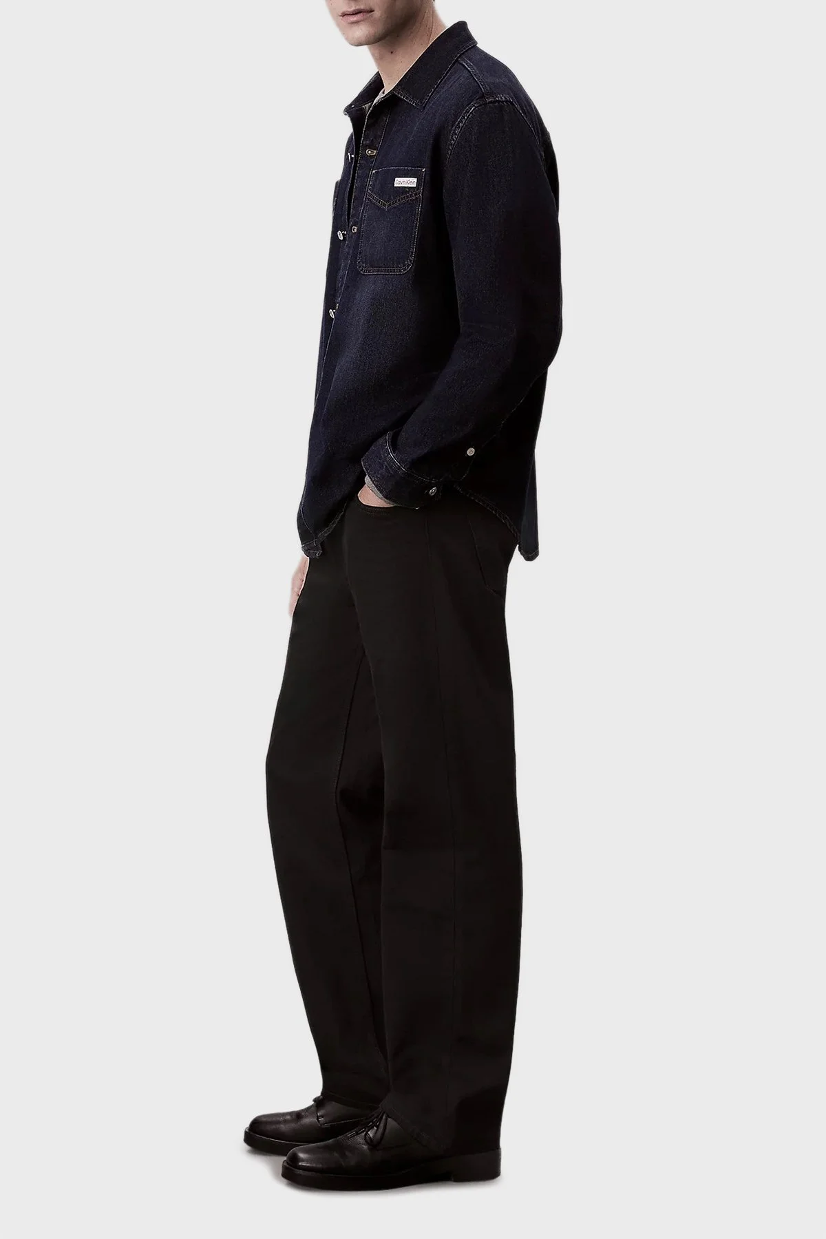 Calvin Klein Regular Fit Pamuklu Uzun Kollu LV04RD709GZYC Erkek Kot Gömlek LV04RD709G ZYC LACİVERT - 5