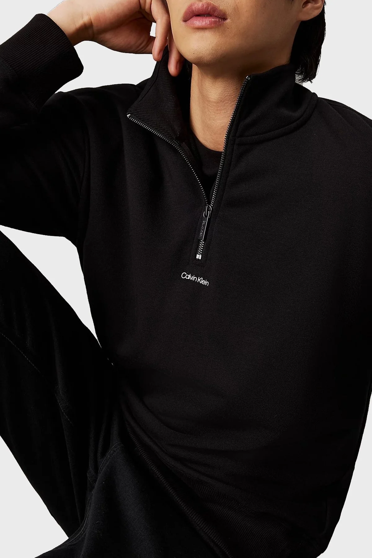 Calvin Klein Regular Fit Pamuklu Yarım Fermuarlı Dik Yaka K10K113569BEH Erkek Sweat K10K113569 BEH SİYAH - 6