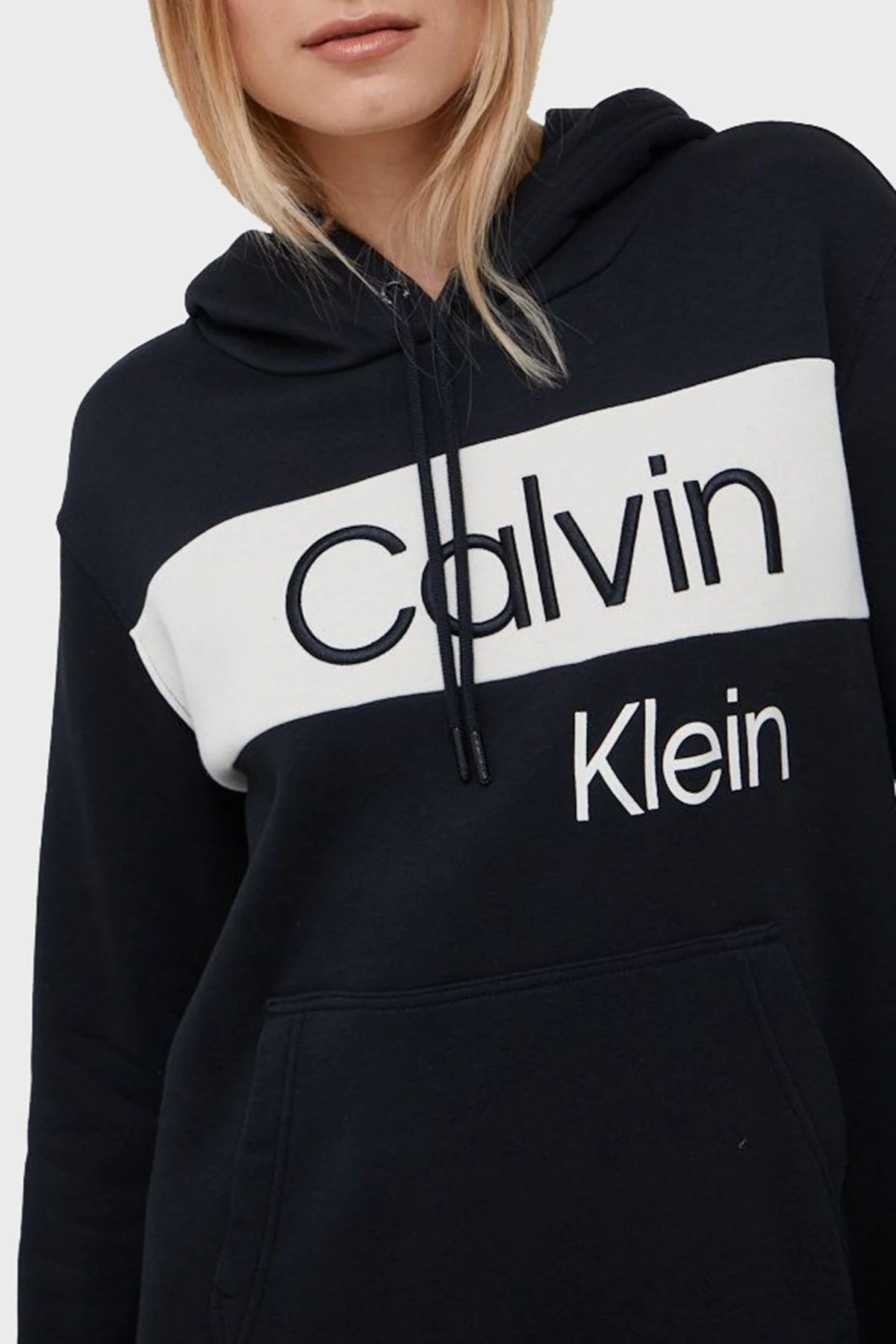 Calvin Klein Regular Fit Renk Bloklu Kapüşonlu Cepli Pamuklu Bayan Elbise J20J219072 BEH SİYAH - 5