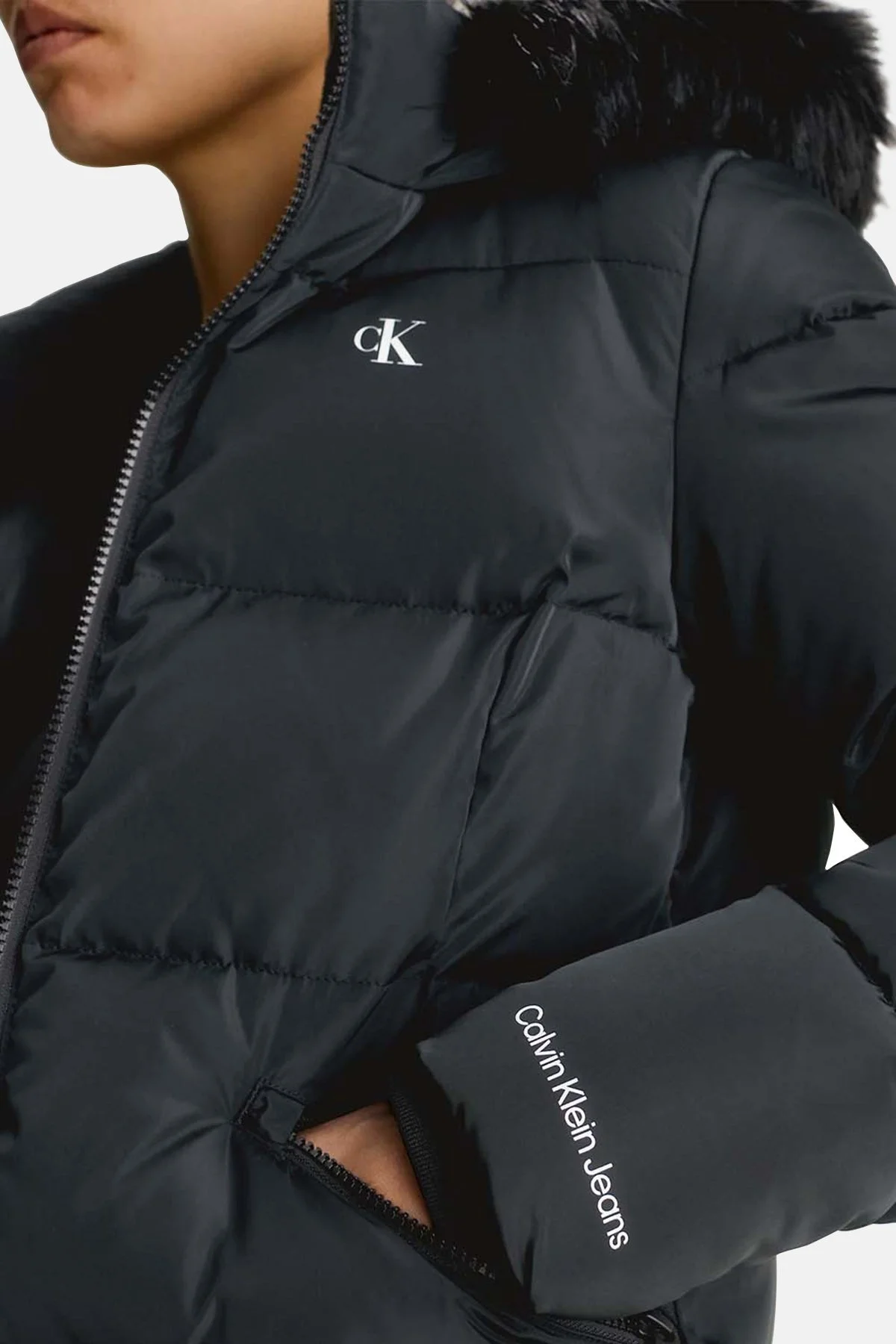 Calvin Klein Regular Fit Su Geçirmez Çıkarılabilir Kapüşonlu J20J221890BEH Bayan Mont J20J221890 BEH SİYAH - 3