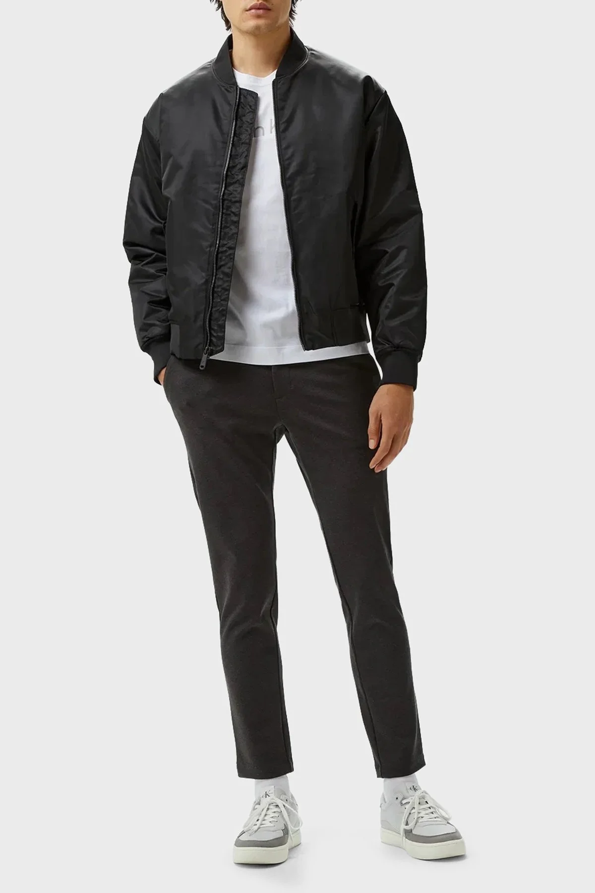 Calvin Klein Regular Fit Suya ve Rüzgara Dayanıklı Kolej Yaka Bomber 00040EM524UB1 Erkek Ceket 00040EM524 UB1 SİYAH - 8