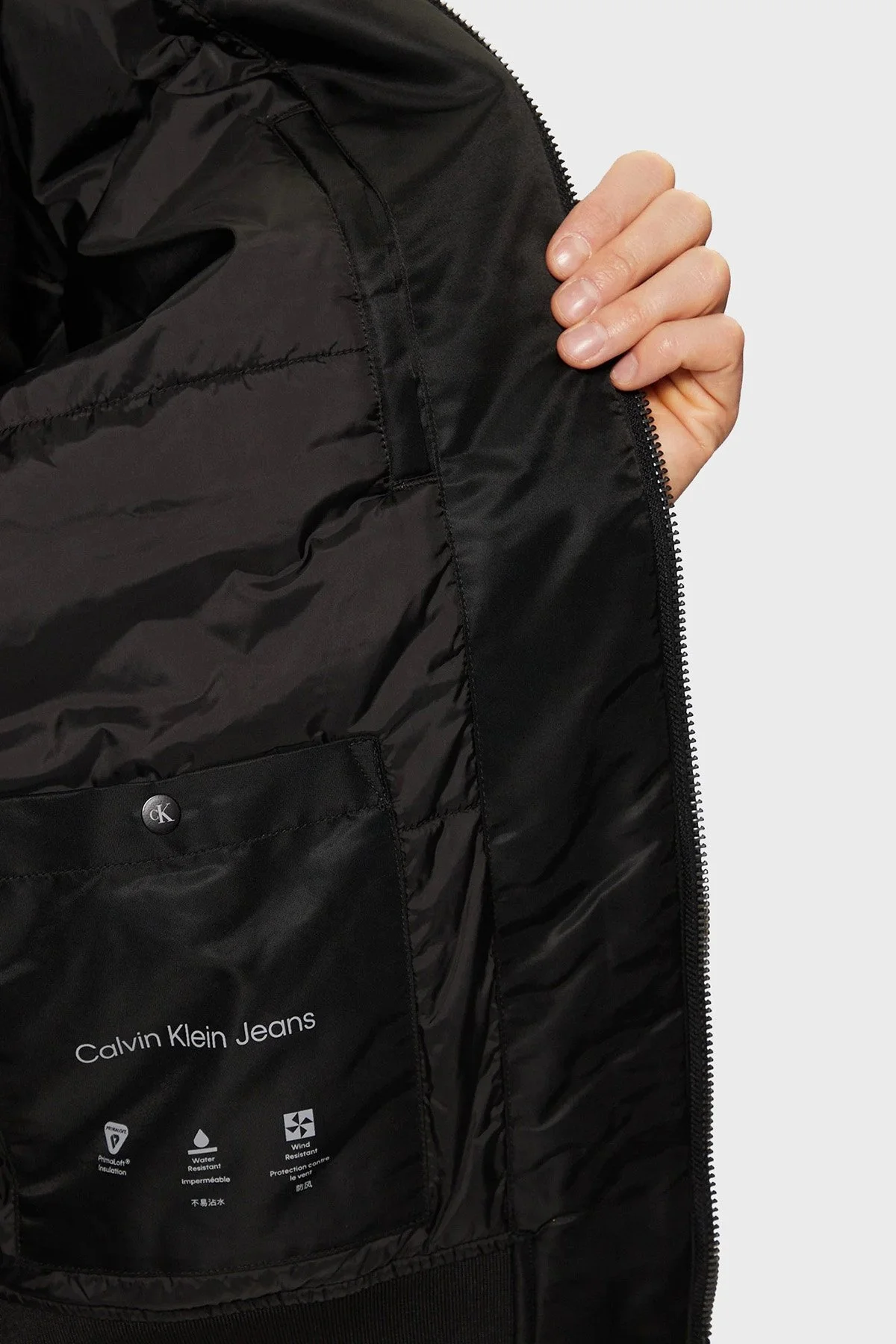 Calvin Klein Regular Fit Suya ve Rüzgara Dayanıklı Kolej Yaka Bomber 00040EM524UB1 Erkek Ceket 00040EM524 UB1 SİYAH - 11