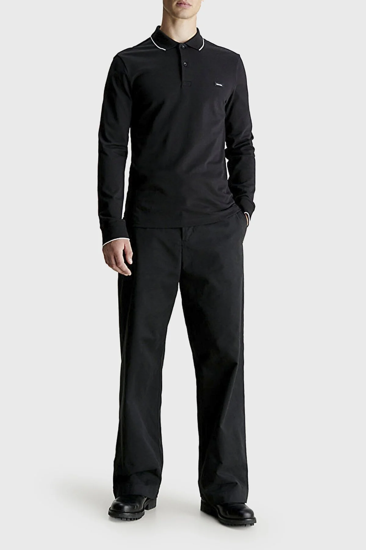 Calvin Klein Regular Fit Uzun Kollu K10K112753BEH Erkek Polo Yaka T Shirt K10K112753 BEH SİYAH - 2