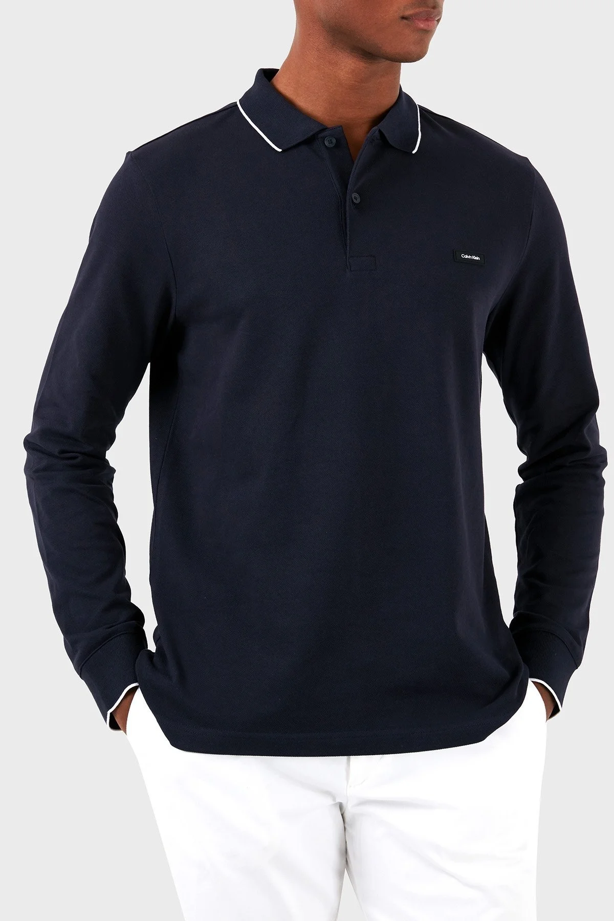 Calvin Klein Regular Fit Uzun Kollu K10K112753CHW Erkek Polo Yaka T Shirt K10K112753 CHW LACİVERT - 7