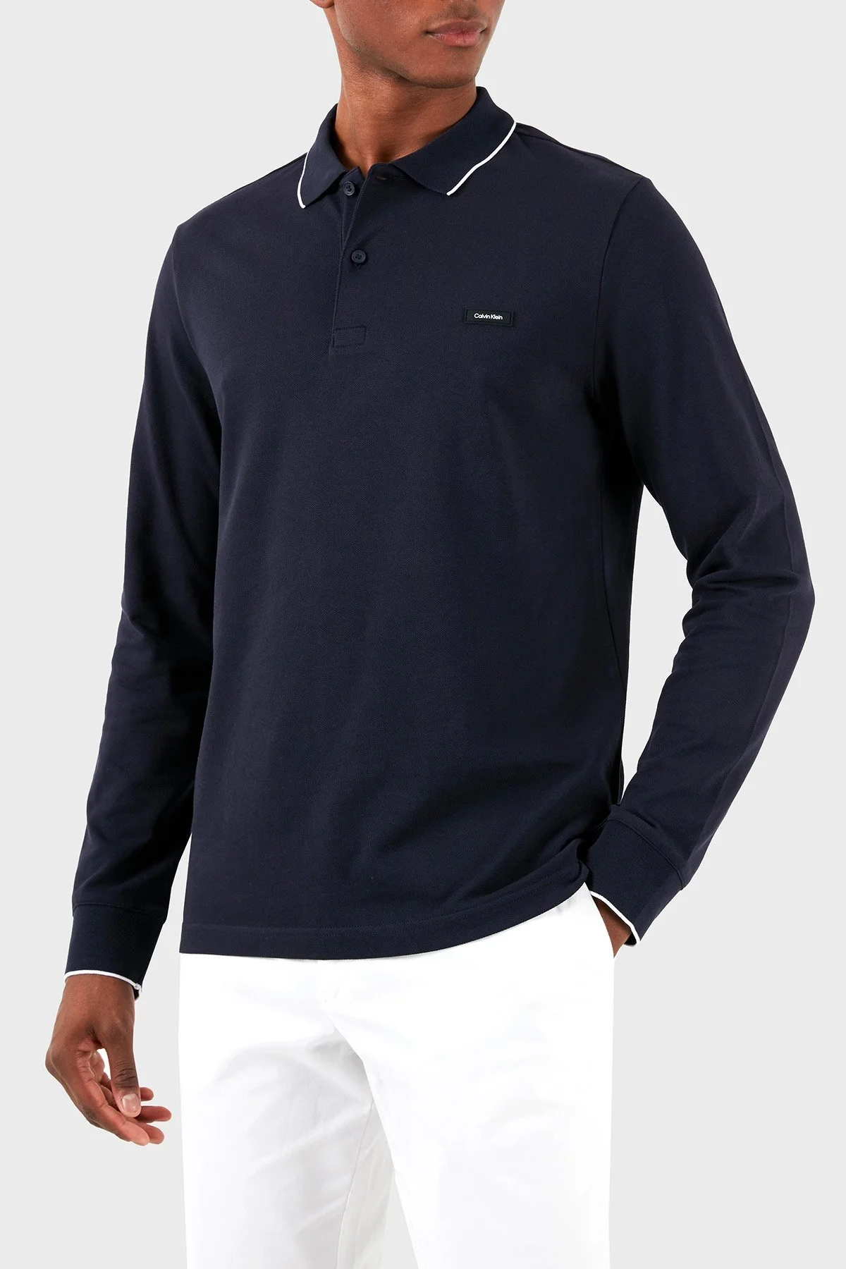 Calvin Klein Regular Fit Uzun Kollu K10K112753CHW Erkek Polo Yaka T Shirt K10K112753 CHW LACİVERT - 8