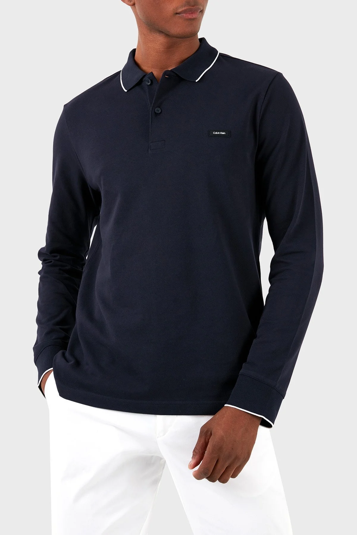 Calvin Klein Regular Fit Uzun Kollu K10K112753CHW Erkek Polo Yaka T Shirt K10K112753 CHW LACİVERT - 10