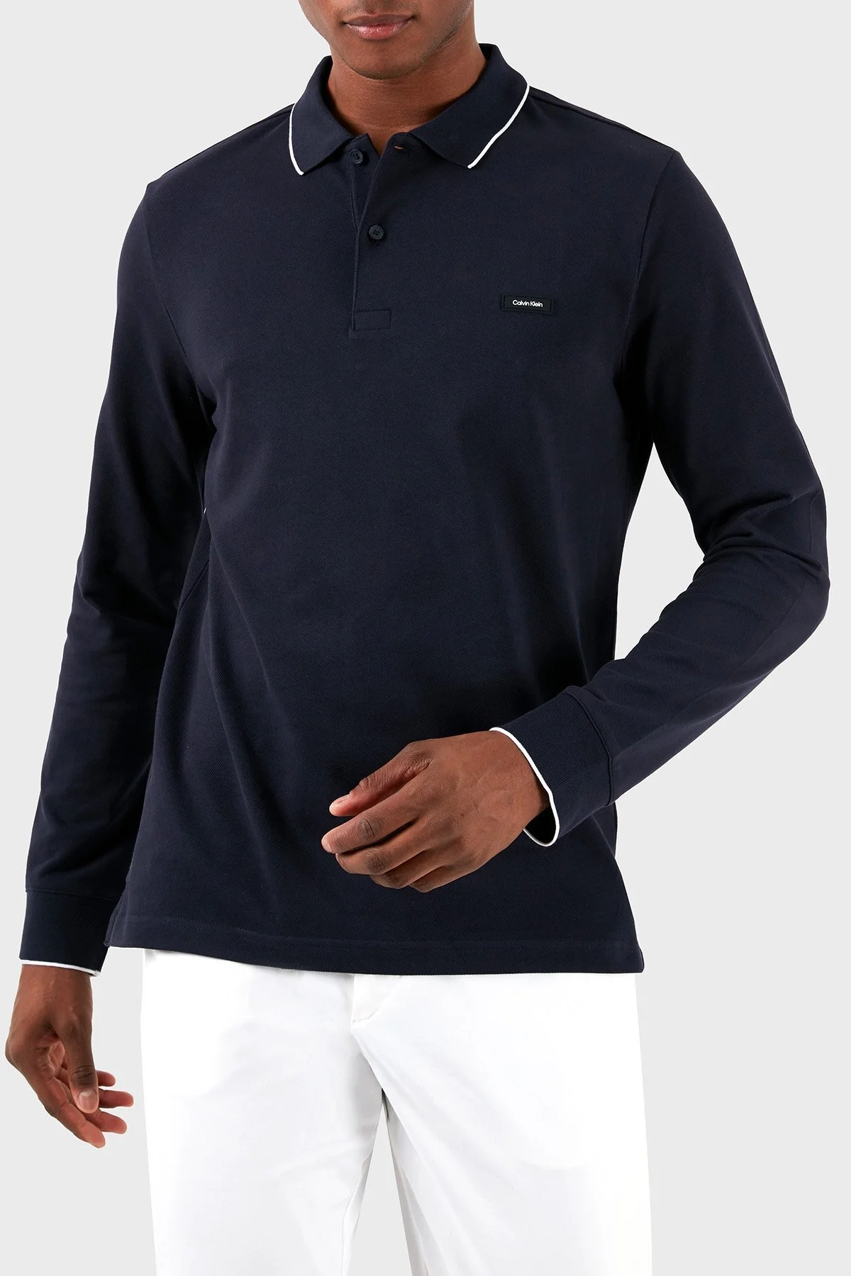 Calvin Klein Regular Fit Uzun Kollu K10K112753CHW Erkek Polo Yaka T Shirt K10K112753 CHW LACİVERT - 11