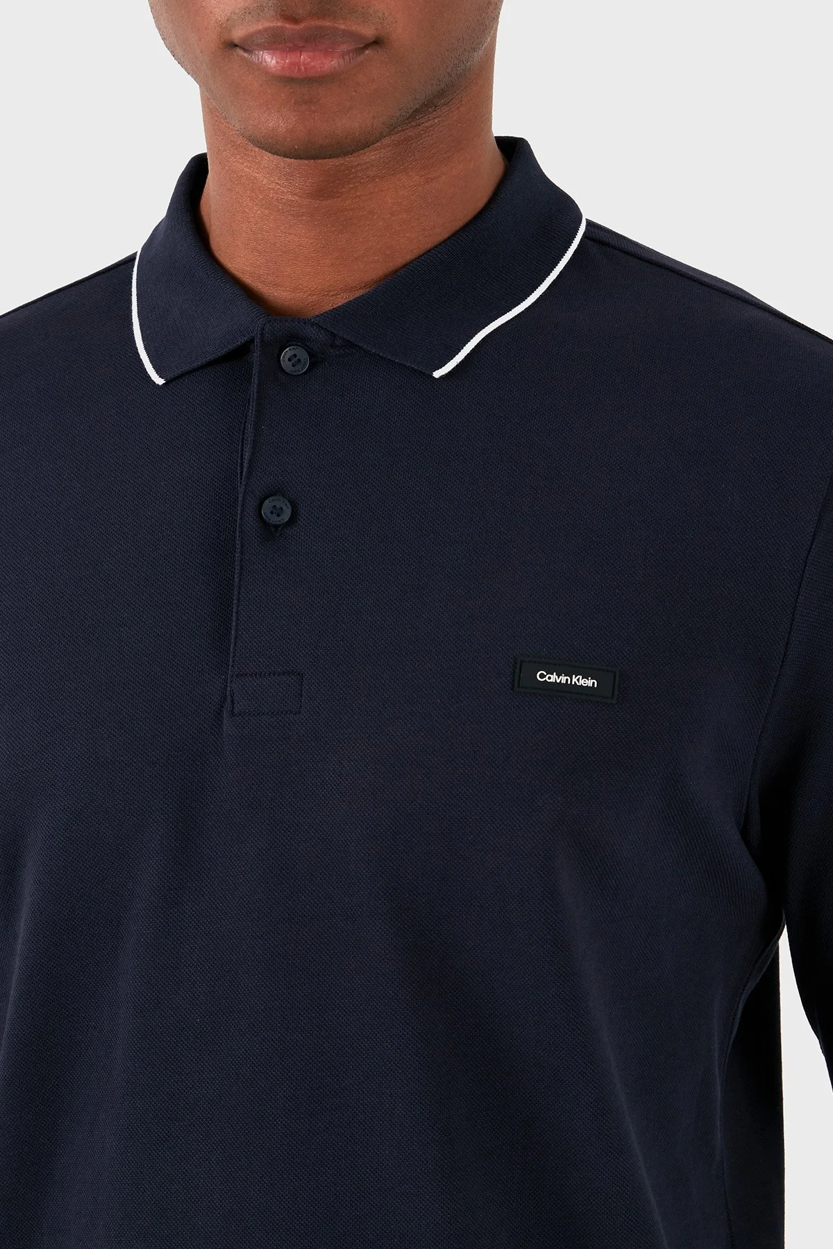 Calvin Klein Regular Fit Uzun Kollu K10K112753CHW Erkek Polo Yaka T Shirt K10K112753 CHW LACİVERT - 12