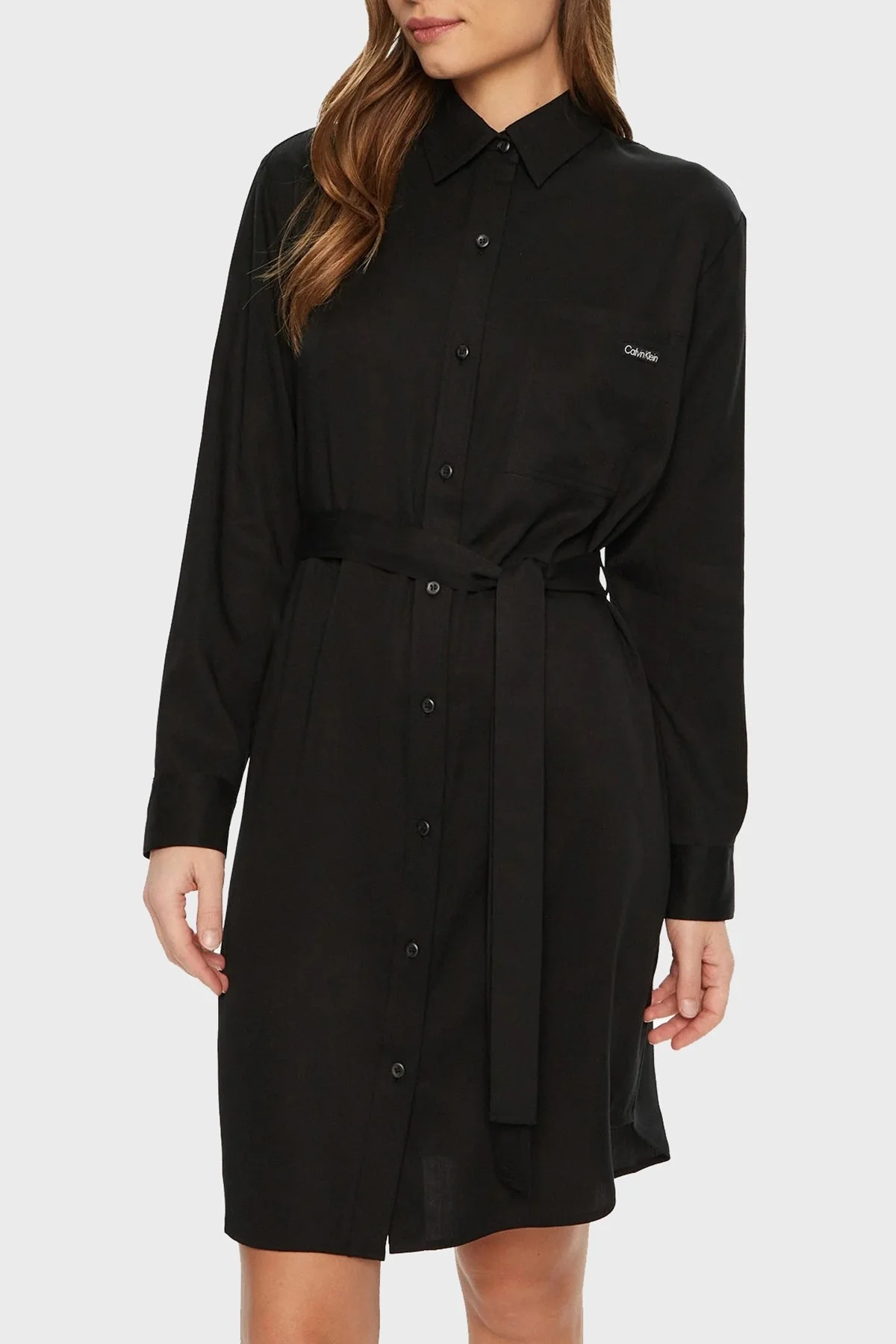Calvin Klein Regular Fit Uzun Kollu Logolu Kısa J20J224819BEH Bayan Elbise J20J224819 BEH SİYAH - 6