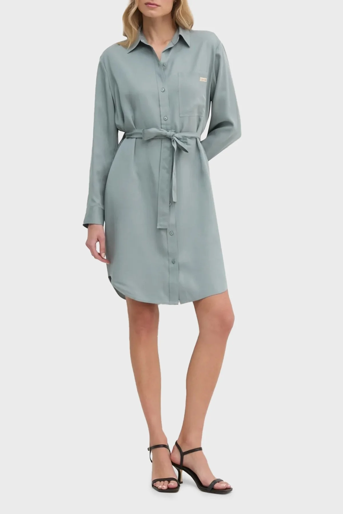 Calvin Klein Regular Fit Uzun Kollu Logolu Kısa J20J224819PC2 Bayan Elbise J20J224819 PC2 AÇIK MAVİ - 7