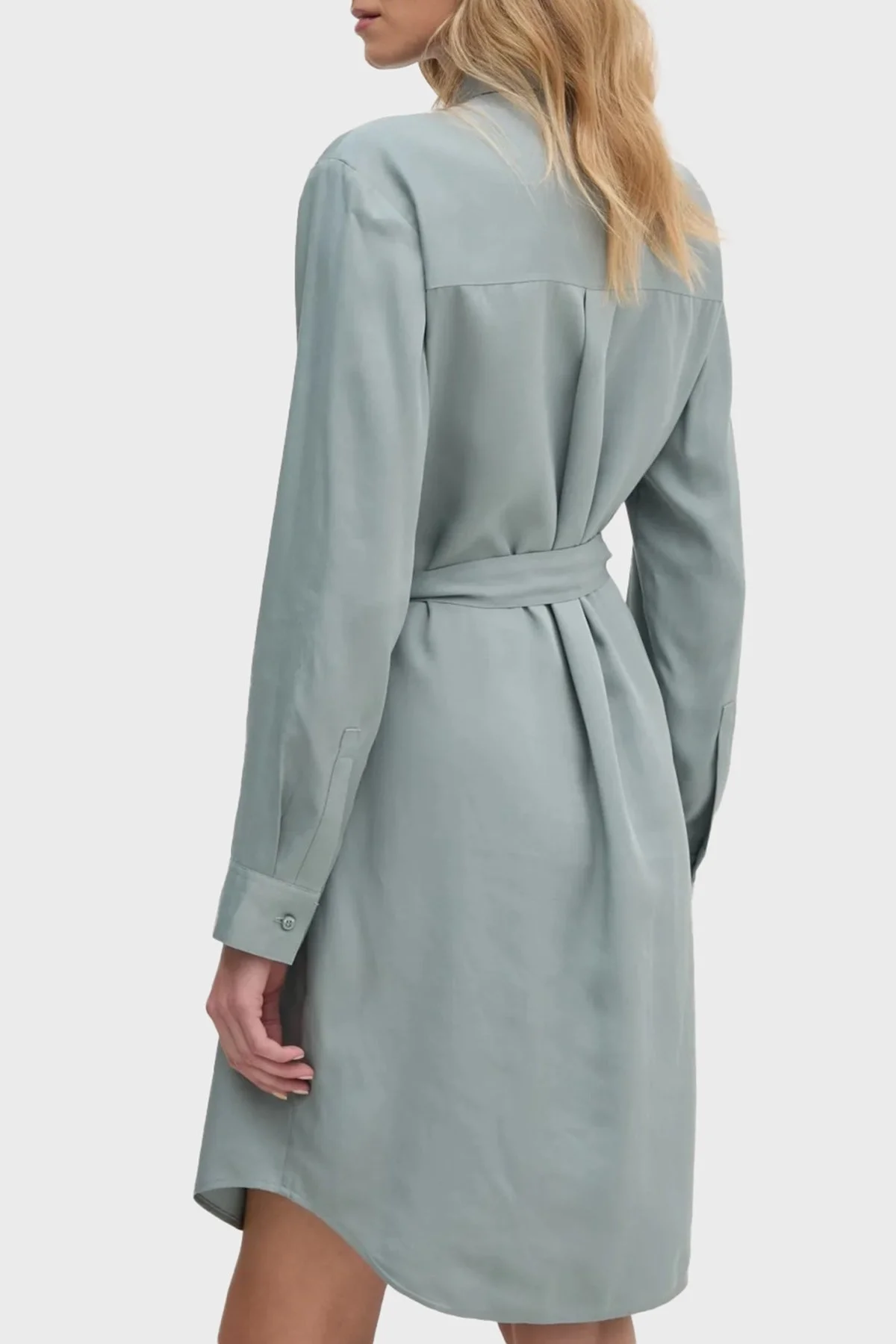 Calvin Klein Regular Fit Uzun Kollu Logolu Kısa J20J224819PC2 Bayan Elbise J20J224819 PC2 AÇIK MAVİ - 8