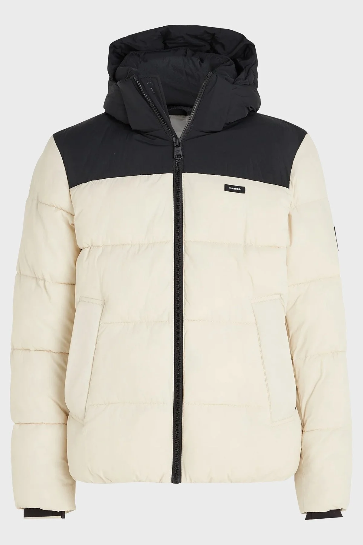 Calvin Klein Regular Fit Yalıtımlı Kapüşonlu Şişme K10K112227ACE Erkek Mont K10K112227 ACE BEJ-SİYAH - 4