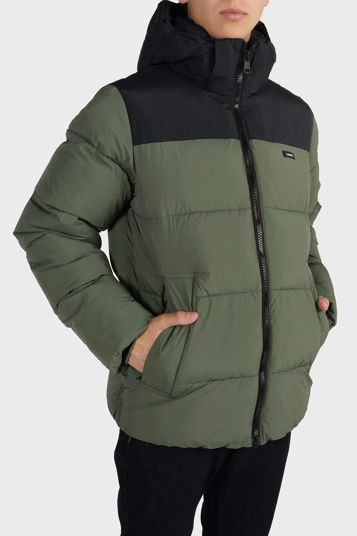 Calvin Klein Regular Fit Yalıtımlı Kapüşonlu Şişme K10K112227LLP Erkek Mont K10K112227 LLP YEŞİL-SİYAH - 1