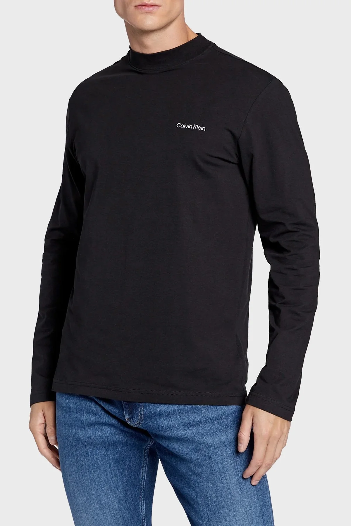 Calvin Klein Regular Fit Yarım Balıkçı Yaka Uzun Kollu K10K110179BEH Erkek T Shirt K10K110179 BEH SİYAH - 1