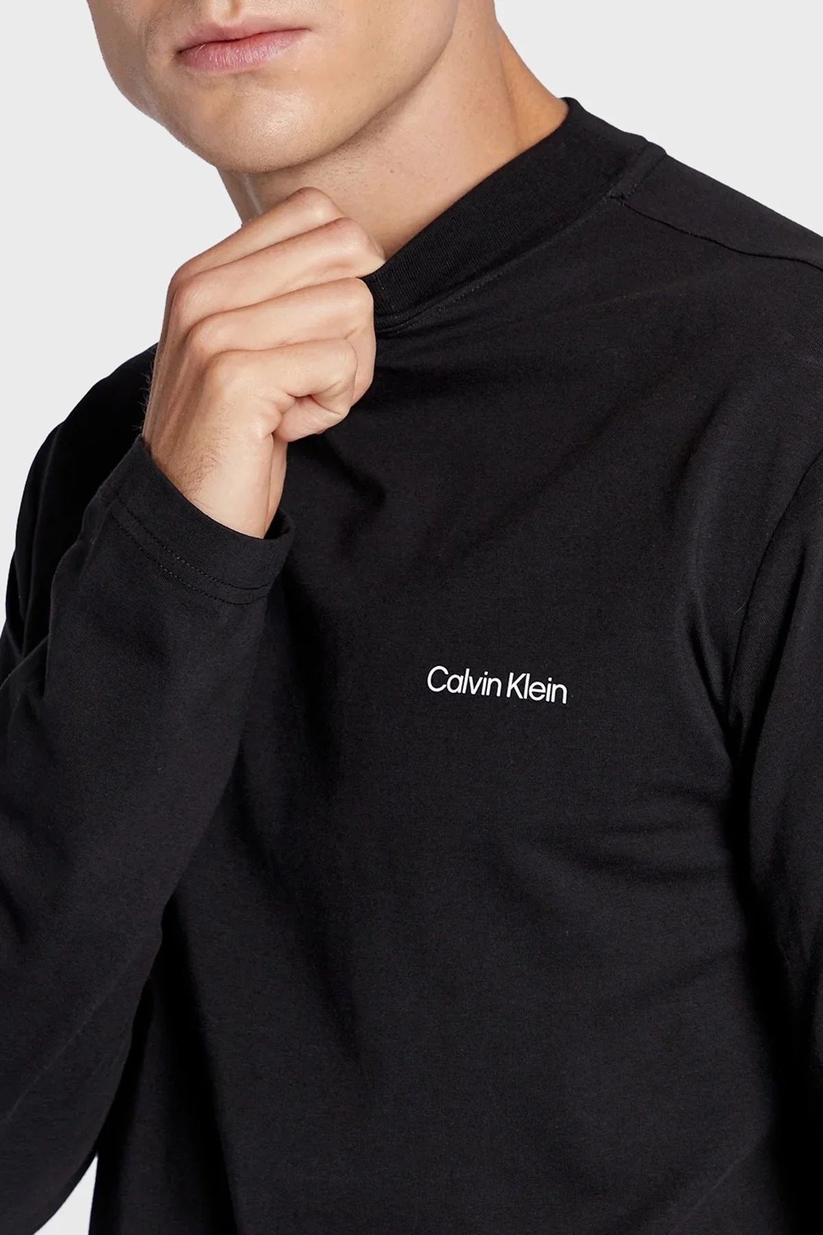 Calvin Klein Regular Fit Yarım Balıkçı Yaka Uzun Kollu K10K110179BEH Erkek T Shirt K10K110179 BEH SİYAH - 4