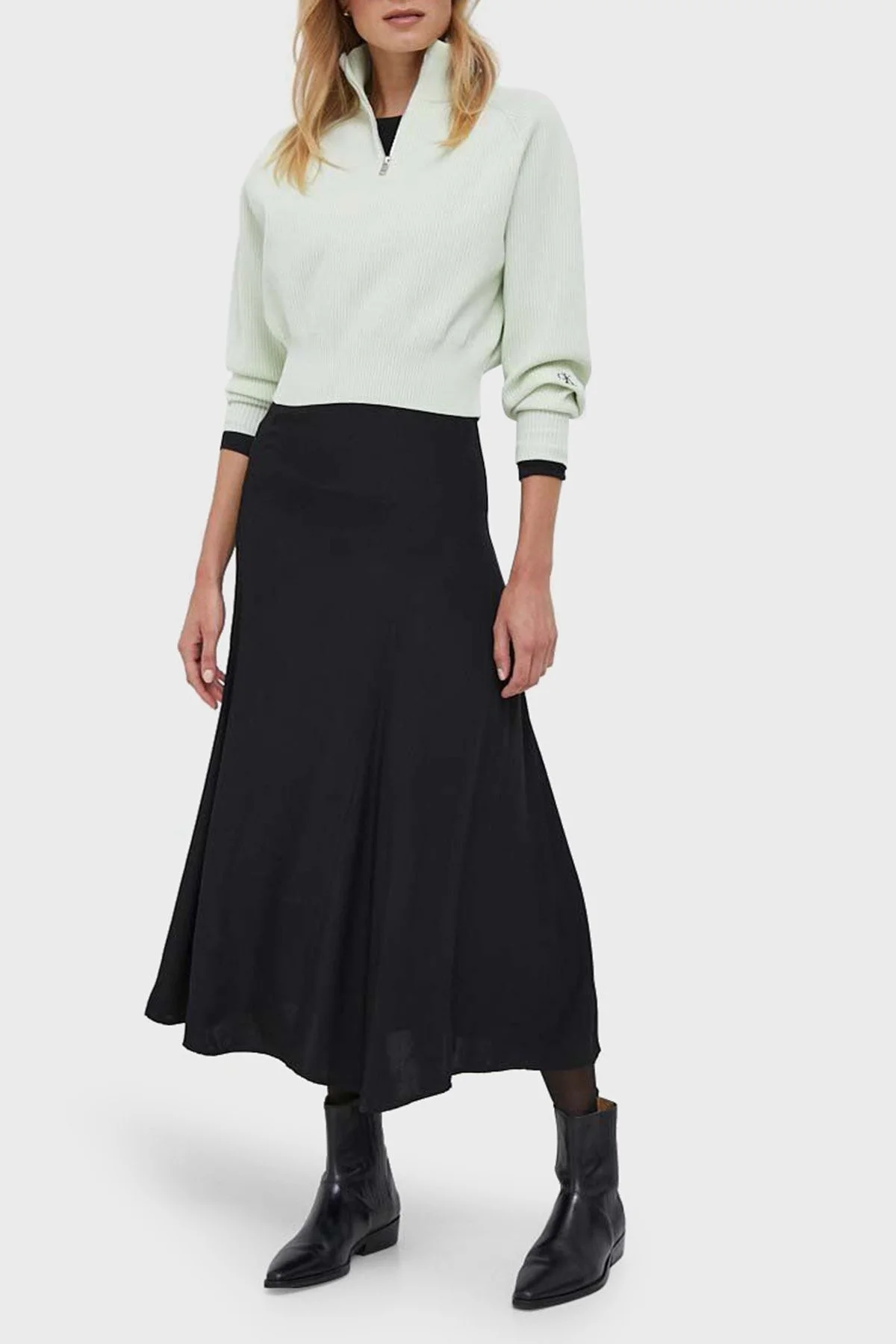 Calvin Klein Regular Fit Yarım Fermuarlı Dik Yaka J20J221967LCE Bayan Kazak J20J221967 LCE MİNT - 3
