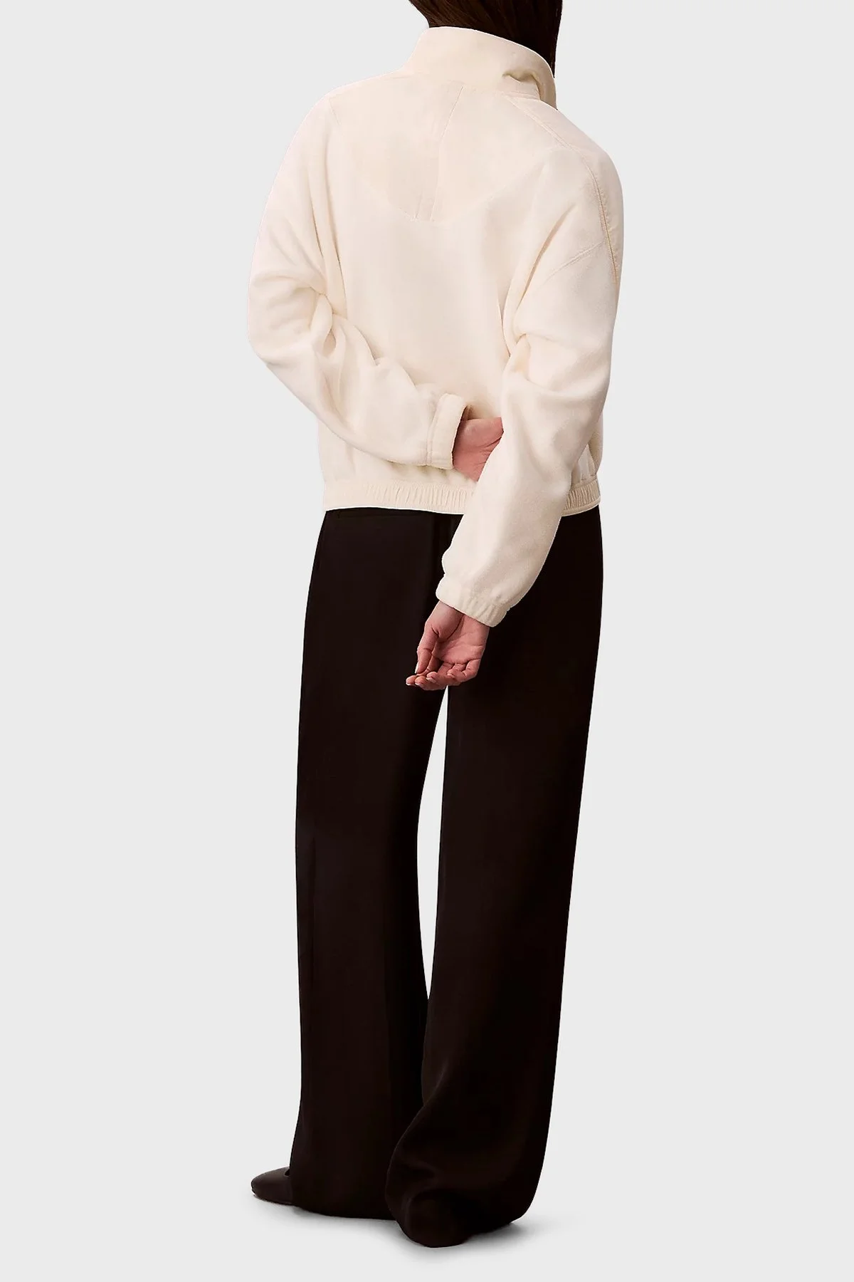 Calvin Klein Regular Fit Yarım Fermuarlı Dik Yaka Polar LV047D231GYAS Bayan Sweat LV047D231G YAS BEYAZ - 3