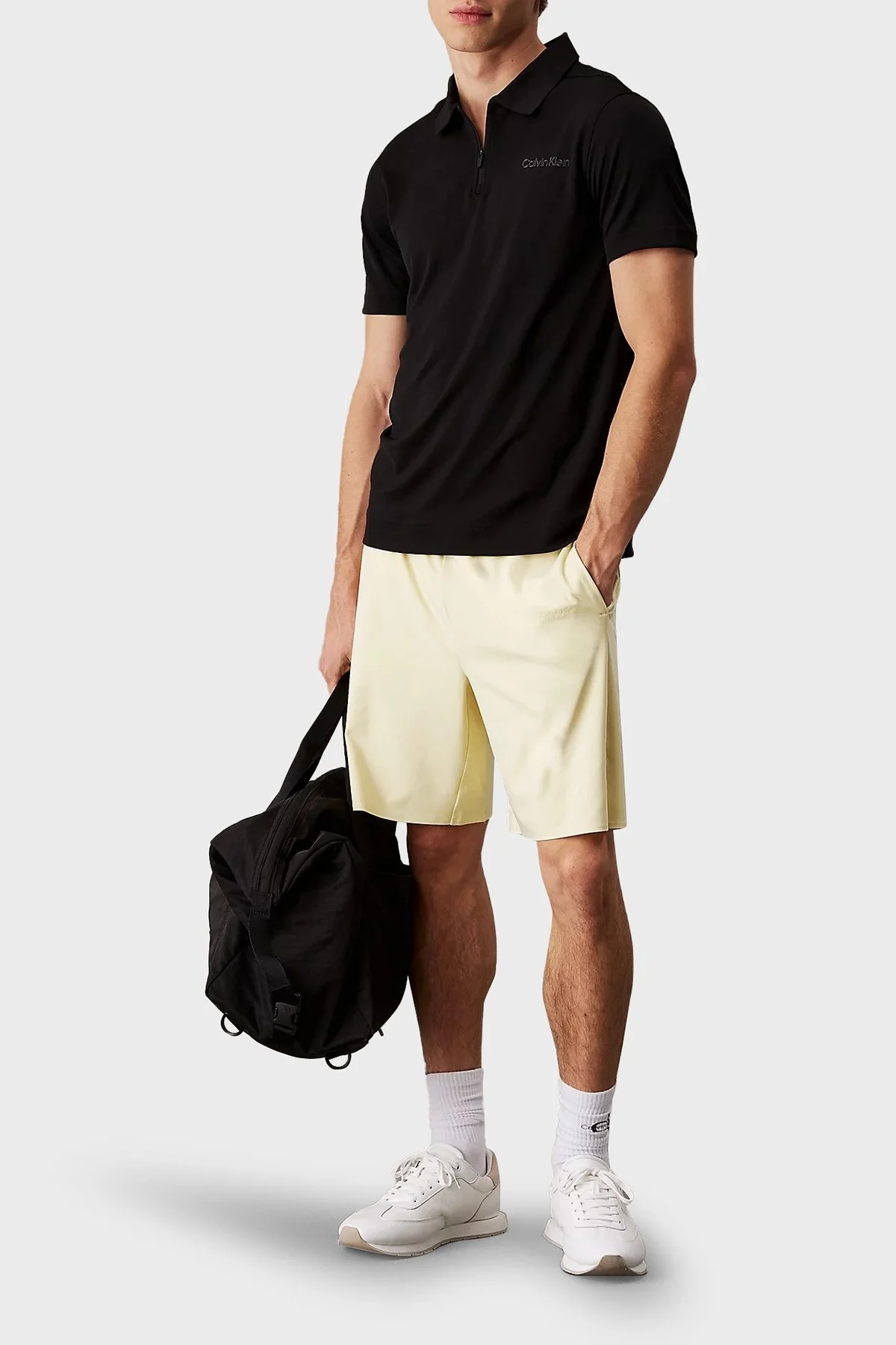 Calvin Klein Regular Fit Yarım Fermuarlı Polo Yaka LVGMS5K170UB1 Erkek T Shirt LVGMS5K170 UB1 SİYAH - 3