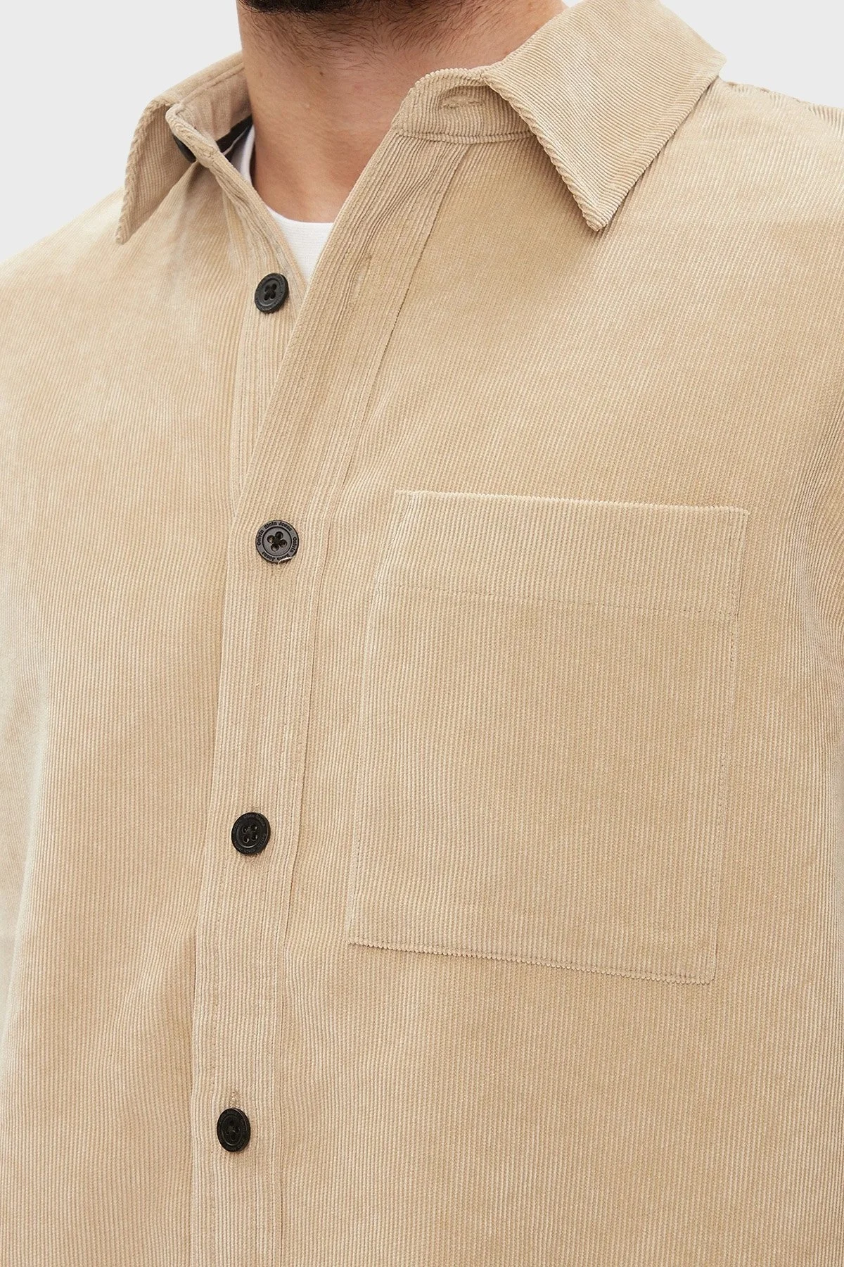 Calvin Klein Regular Fit Yumuşak Kadife J30J324394PF2 Erkek Gömlek J30J324394 PF2 BEJ - 4