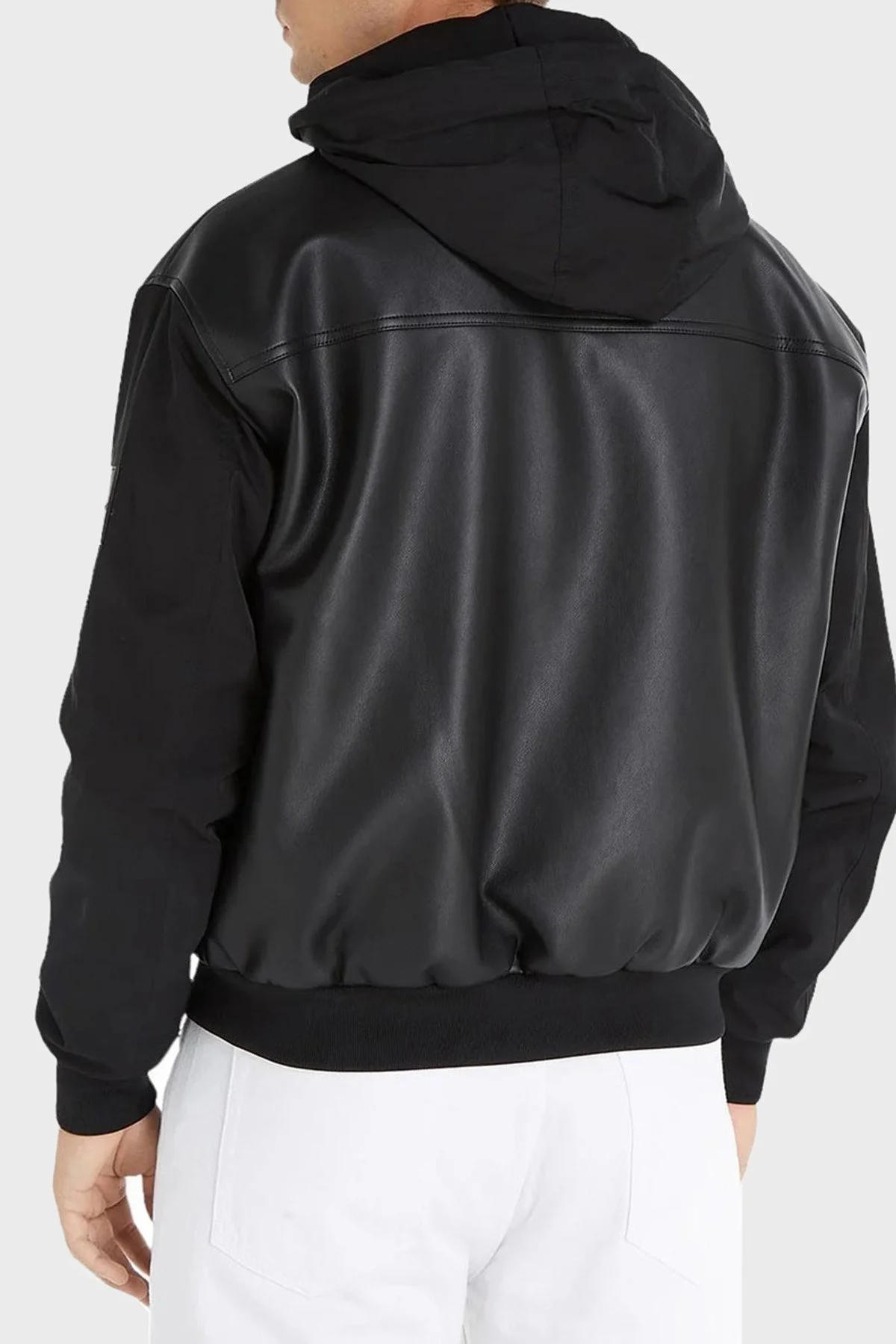 Calvin Klein Relaxed Fit Çıkarılabilir Kapüşonlu Bomber J30J323399BEH Erkek Deri Ceket J30J323399 BEH SİYAH - 2