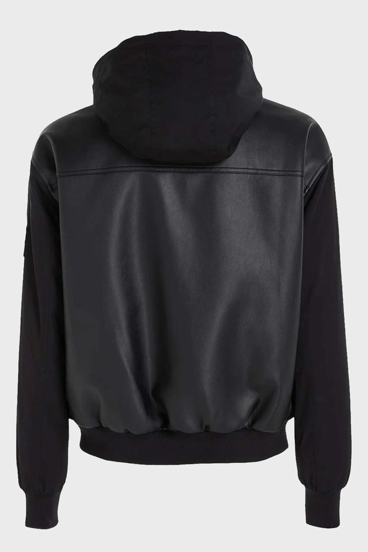 Calvin Klein Relaxed Fit Çıkarılabilir Kapüşonlu Bomber J30J323399BEH Erkek Deri Ceket J30J323399 BEH SİYAH - 5