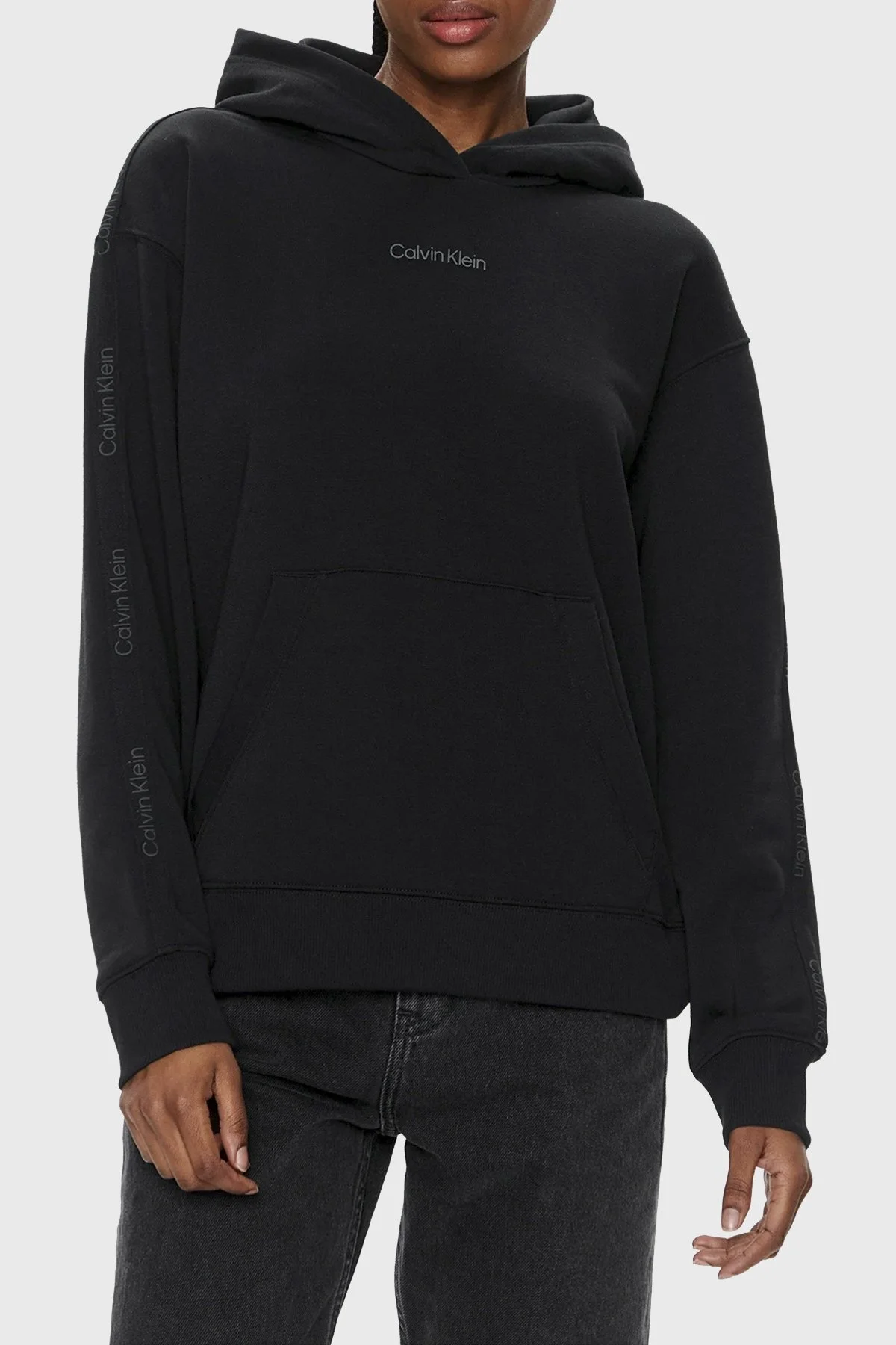 Calvin Klein Relaxed Fit Kapüşonlu 00GWS4W340BAE Bayan Sweat 00GWS4W340 BAE SİYAH - 1