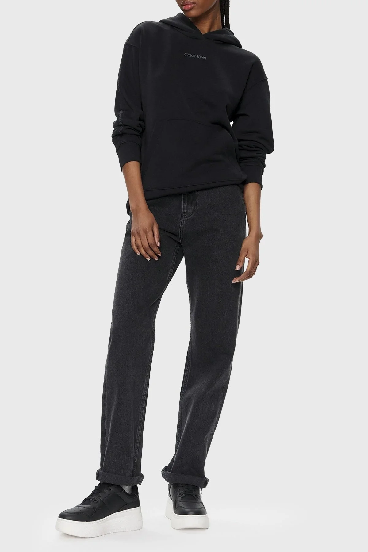 Calvin Klein Relaxed Fit Kapüşonlu 00GWS4W340BAE Bayan Sweat 00GWS4W340 BAE SİYAH - 3