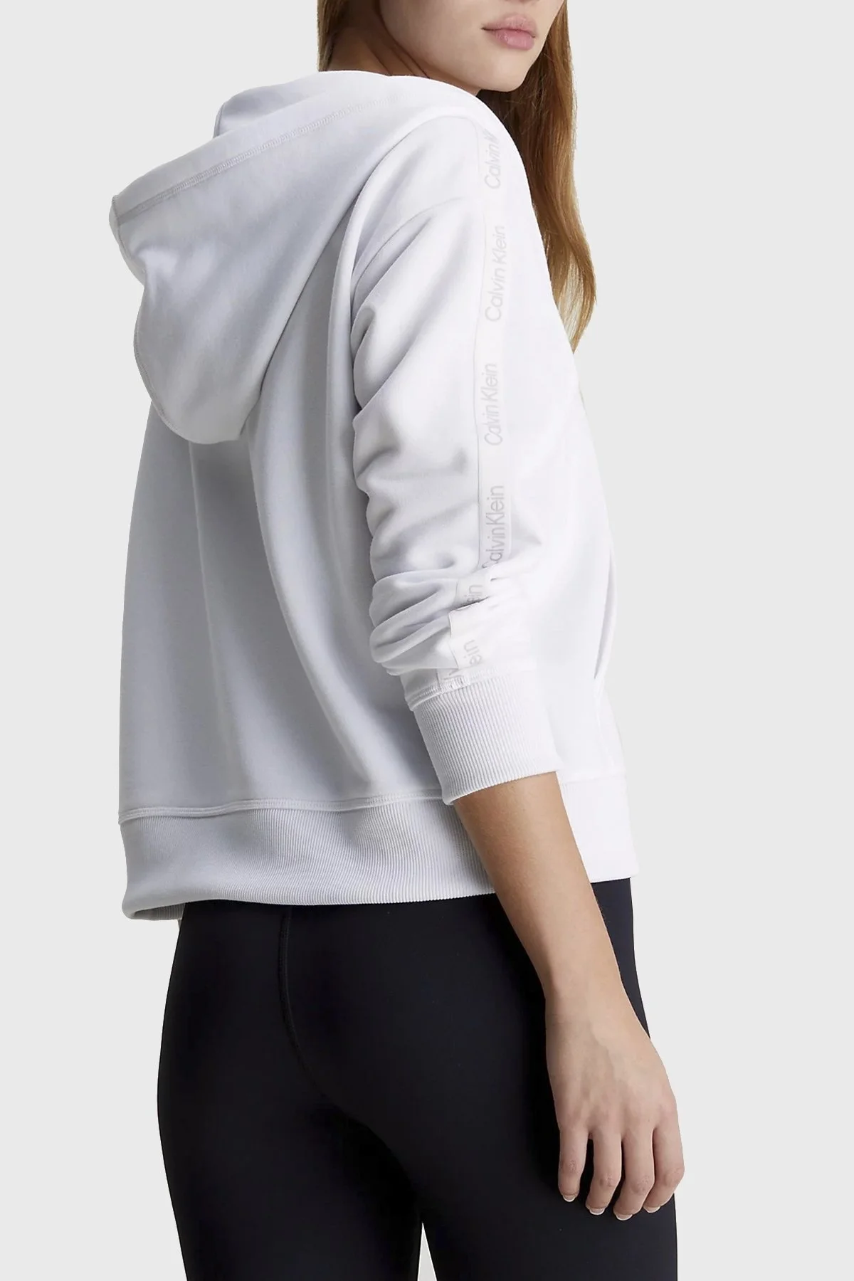 Calvin Klein Relaxed Fit Kapüşonlu Crop 00GWS4W342YAA Bayan Sweat 00GWS4W342 YAA BEYAZ - 2