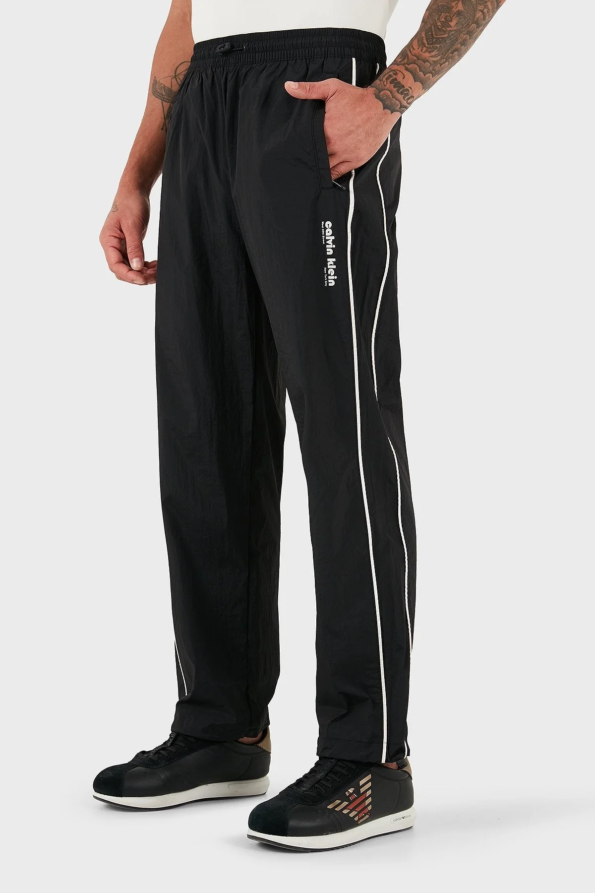 Calvin Klein Relaxed Fit Normal Bel Ribanalı Paça Çizgi Detaylı LV04RC522GUB1 Erkek Pantolon LV04RC522G UB1 SİYAH - 4