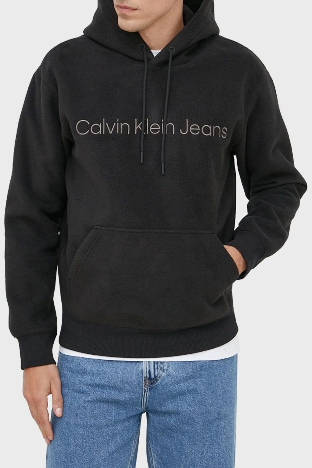 Calvin Klein Relaxed Fit Pamuklu Kapüşonlu Kanguru Cepli Erkek Sweat J30J322193 BEH SİYAH - 1