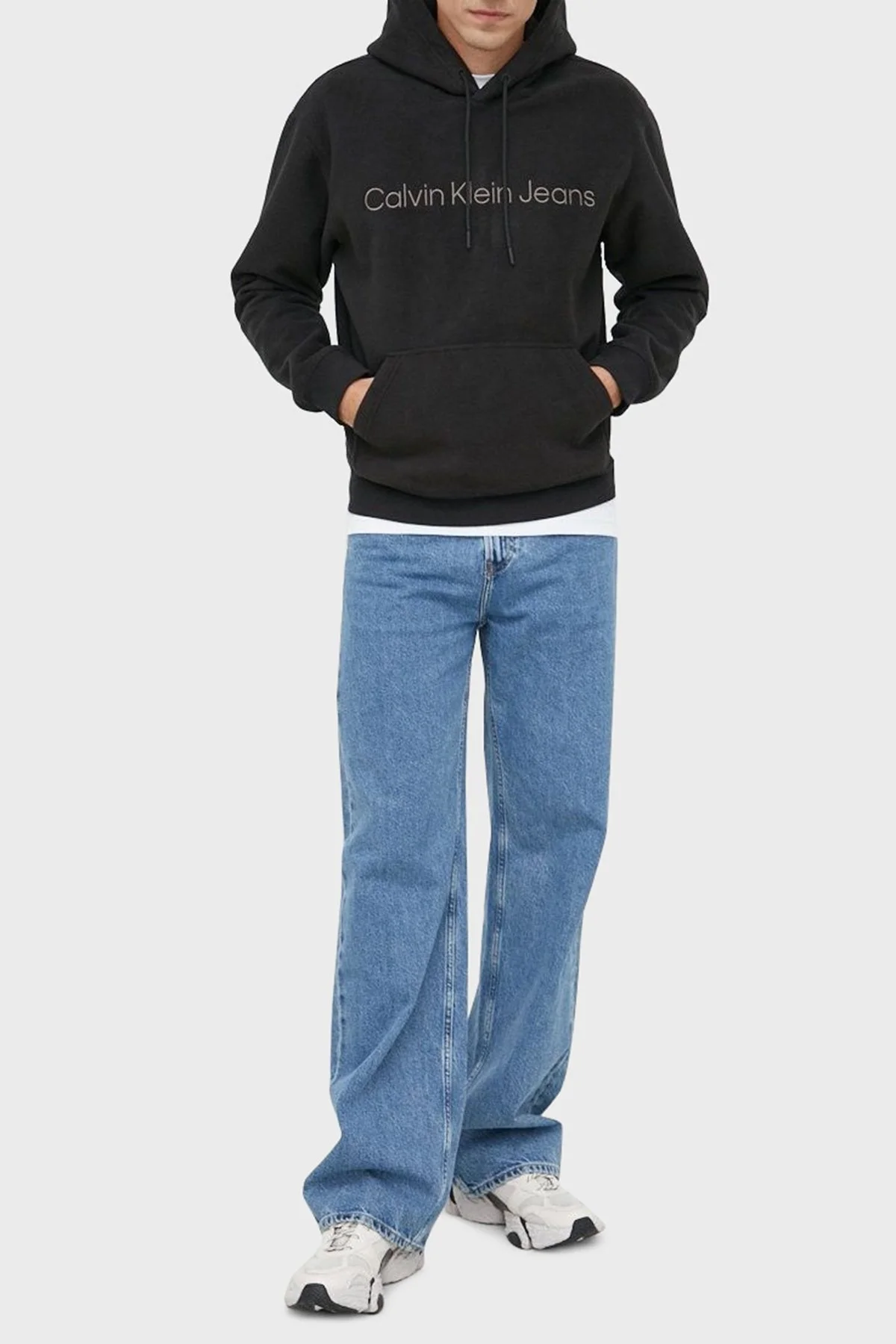 Calvin Klein Relaxed Fit Pamuklu Kapüşonlu Kanguru Cepli Erkek Sweat J30J322193 BEH SİYAH - 4