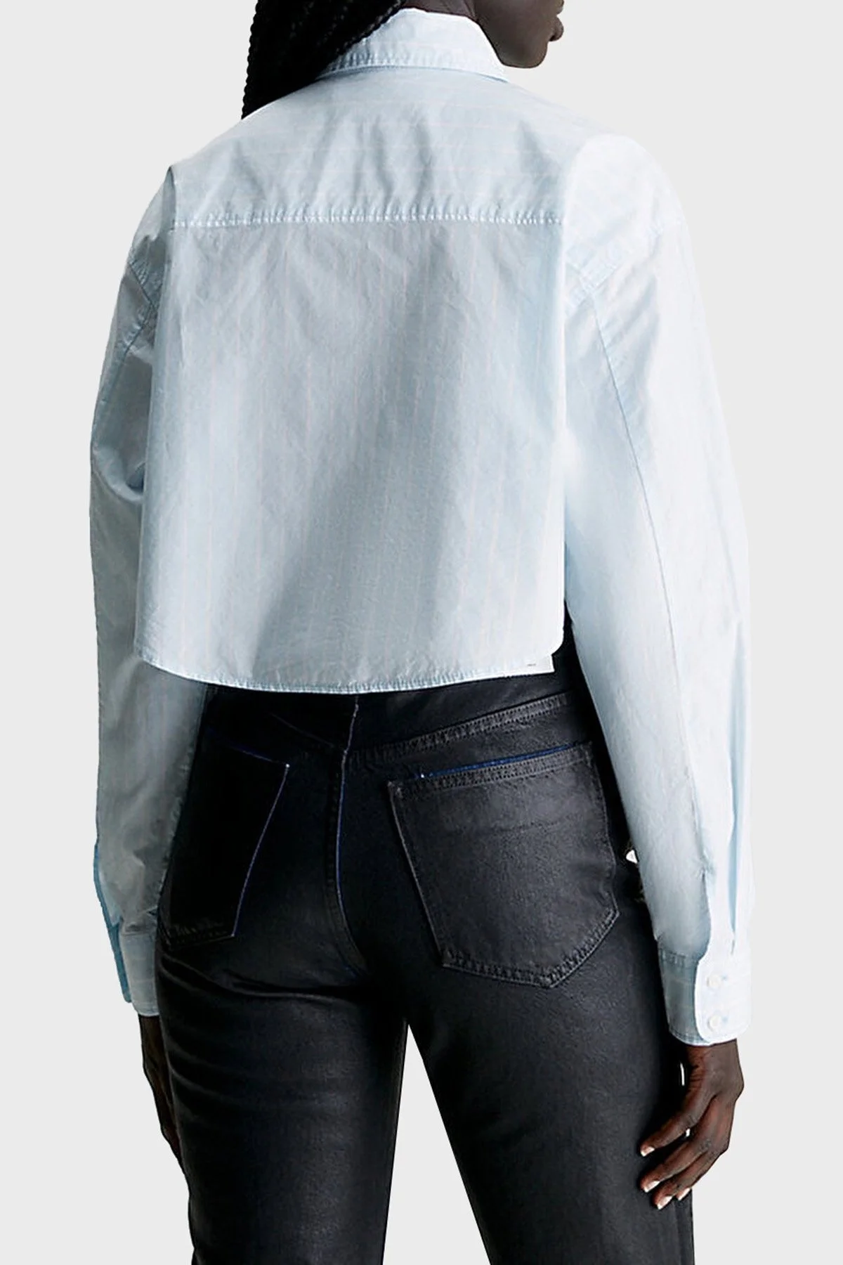 Calvin Klein Relaxed Fit Pamuklu Poplin Crop J20J2226140BB Bayan Gömlek J20J222614 0BB AÇIK MAVİ - 2