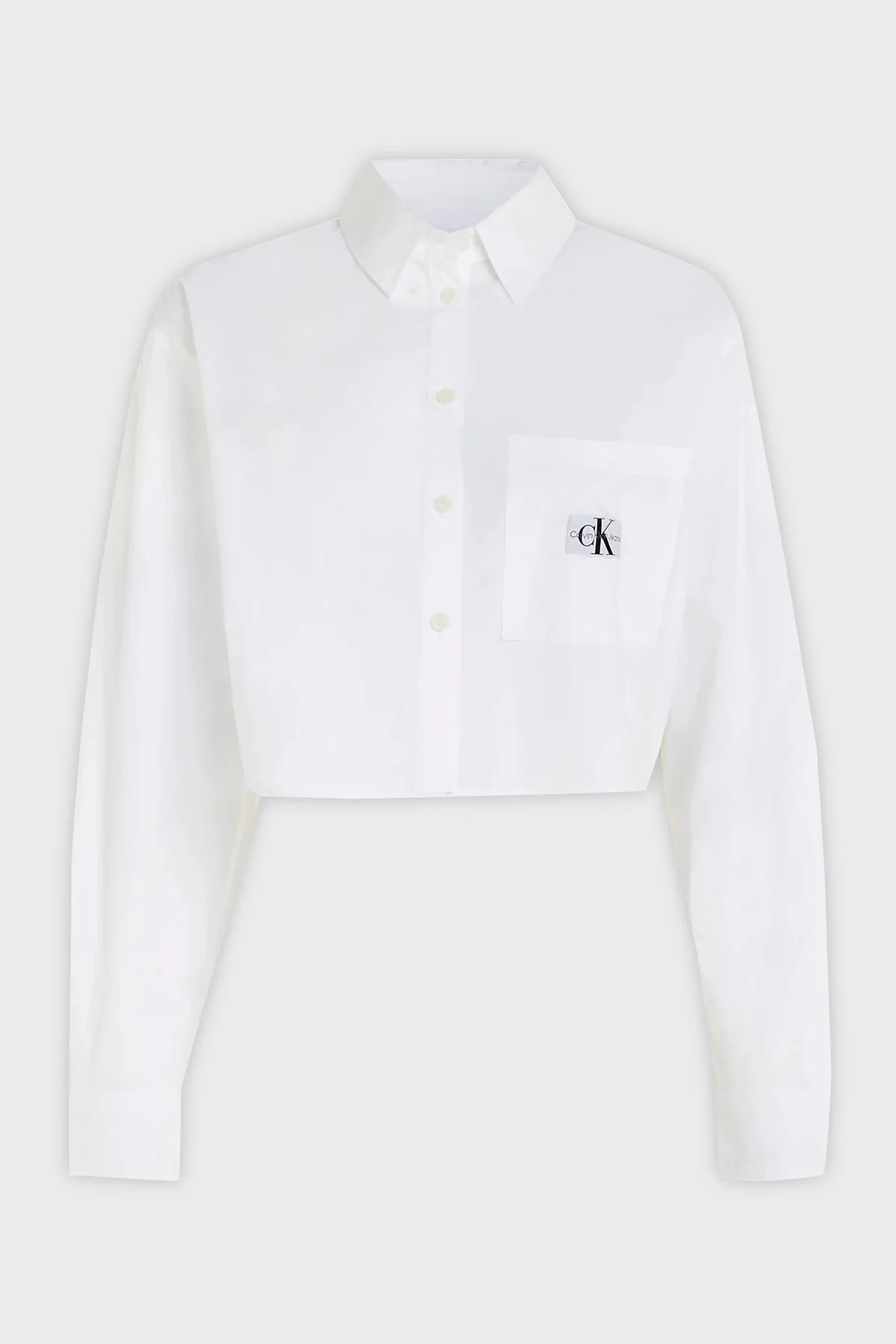 Calvin Klein Relaxed Fit Pamuklu Poplin Crop J20J222614YAF Bayan Gömlek J20J222614 YAF BEYAZ - 5