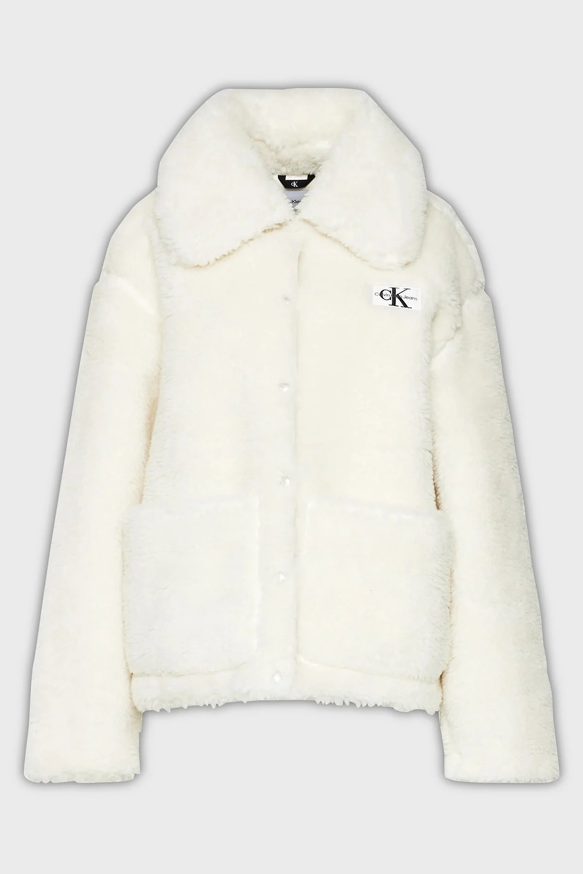 Calvin Klein Relaxed Fit Sherpa J20J221893YBI Bayan Mont J20J221893 YBI BEYAZ - 6