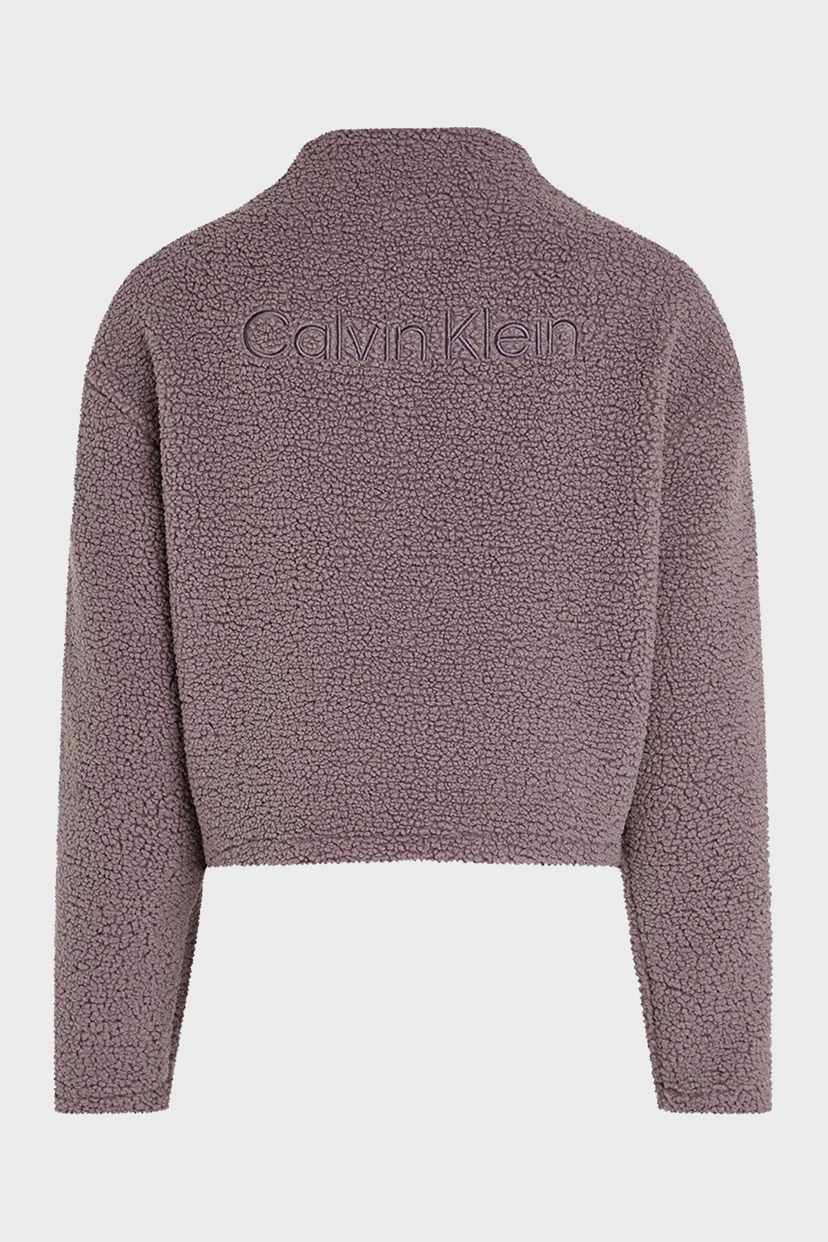 Calvin Klein Relaxed Fit Yarım Fermuarlı Sıfır Yaka Crop Sherpa 00GWF4W307PFK Bayan Ceket 00GWF4W307 PFK MÜRDÜM - 6