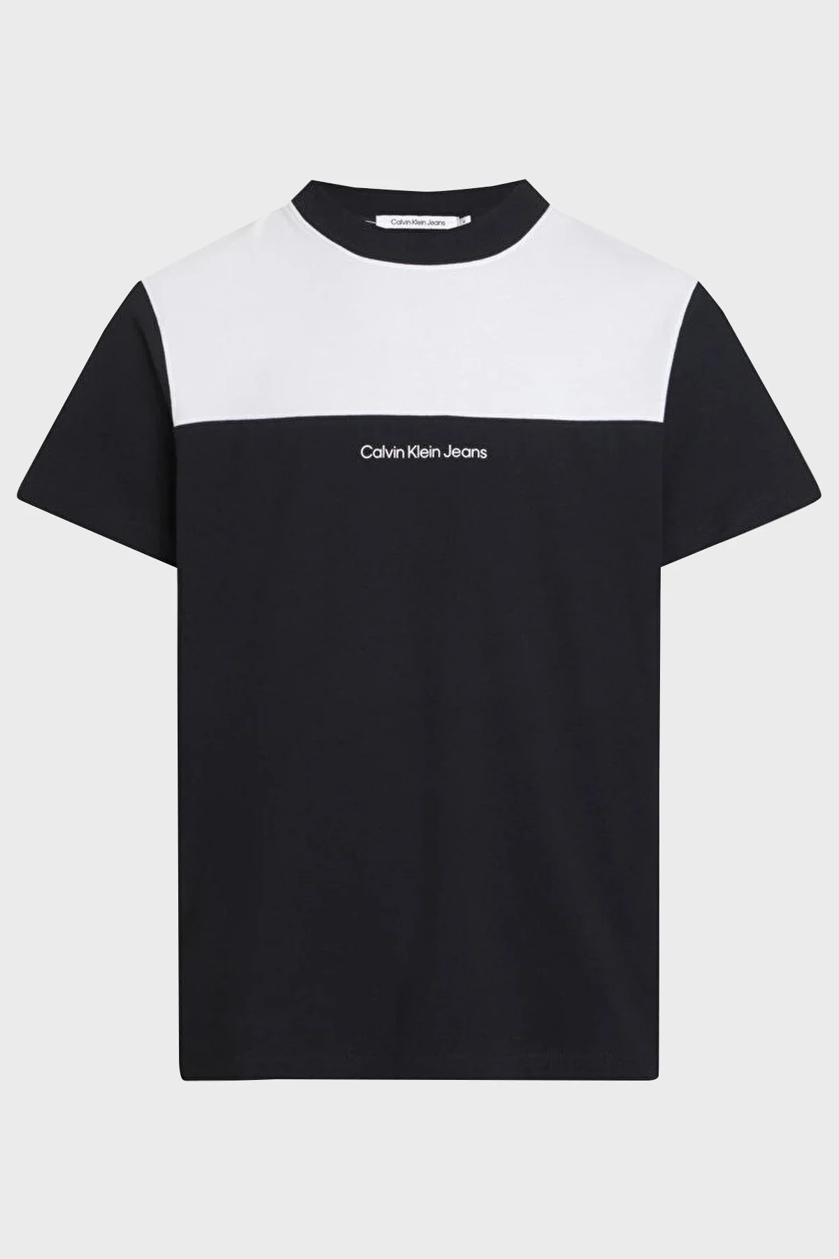 Calvin Klein Renk Bloklu Bisiklet Yaka Regular Fit Pamuklu J30J324675BEH Erkek T Shirt J30J324675 BEH SİYAH - 2